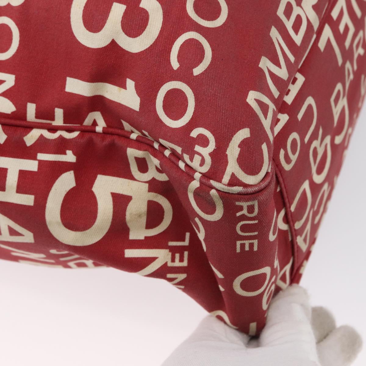 CHANEL By Sea Line Tote Bag Canvas Red CC Auth LNZ238A