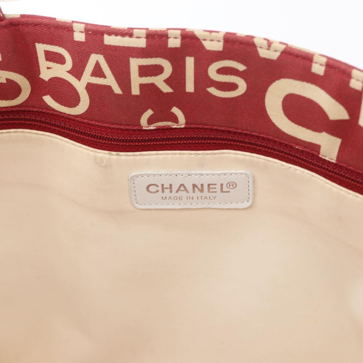 CHANEL By Sea Line Tote Bag Canvas Red CC Auth LNZ238A