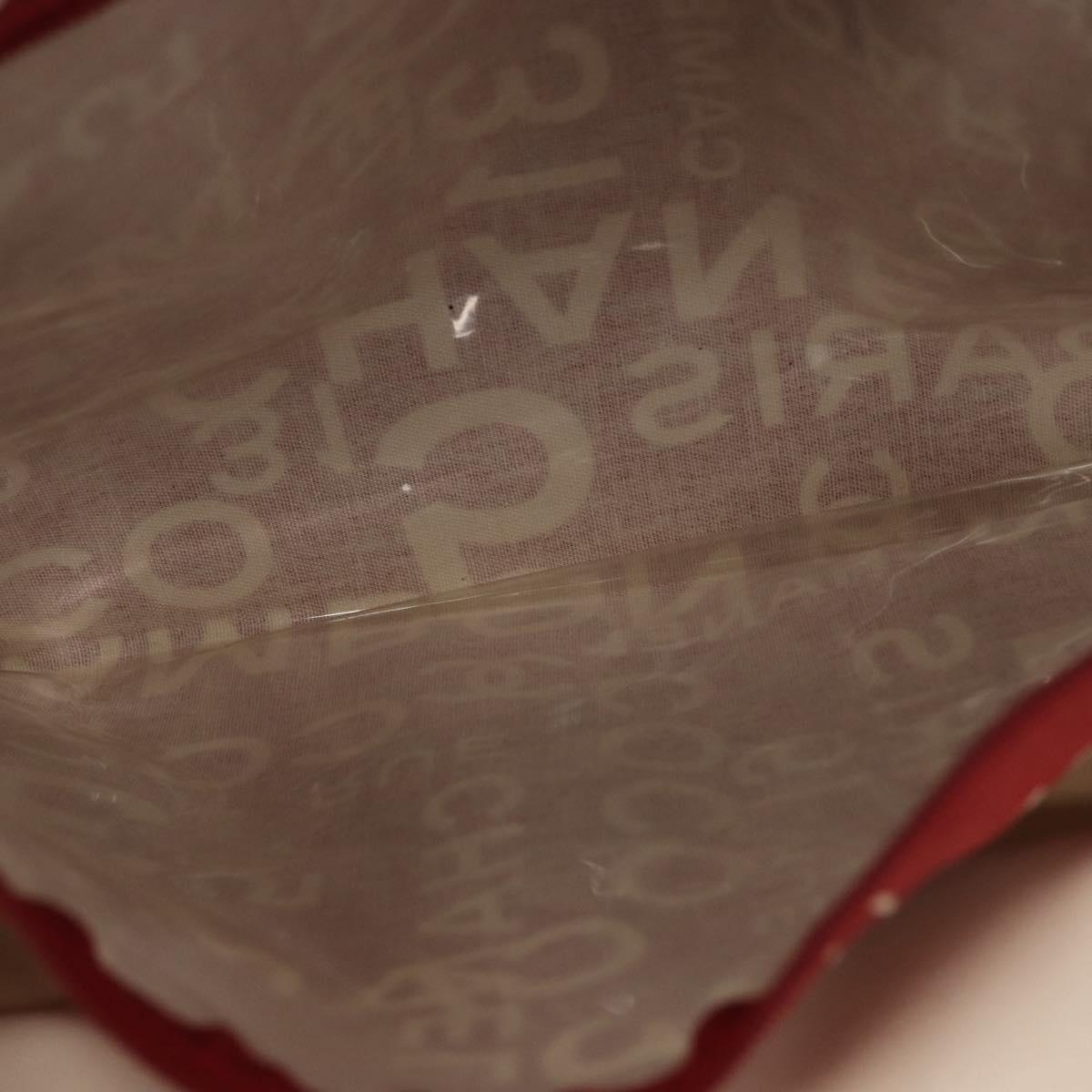 CHANEL By Sea Line Tote Bag Canvas Red CC Auth LNZ238A