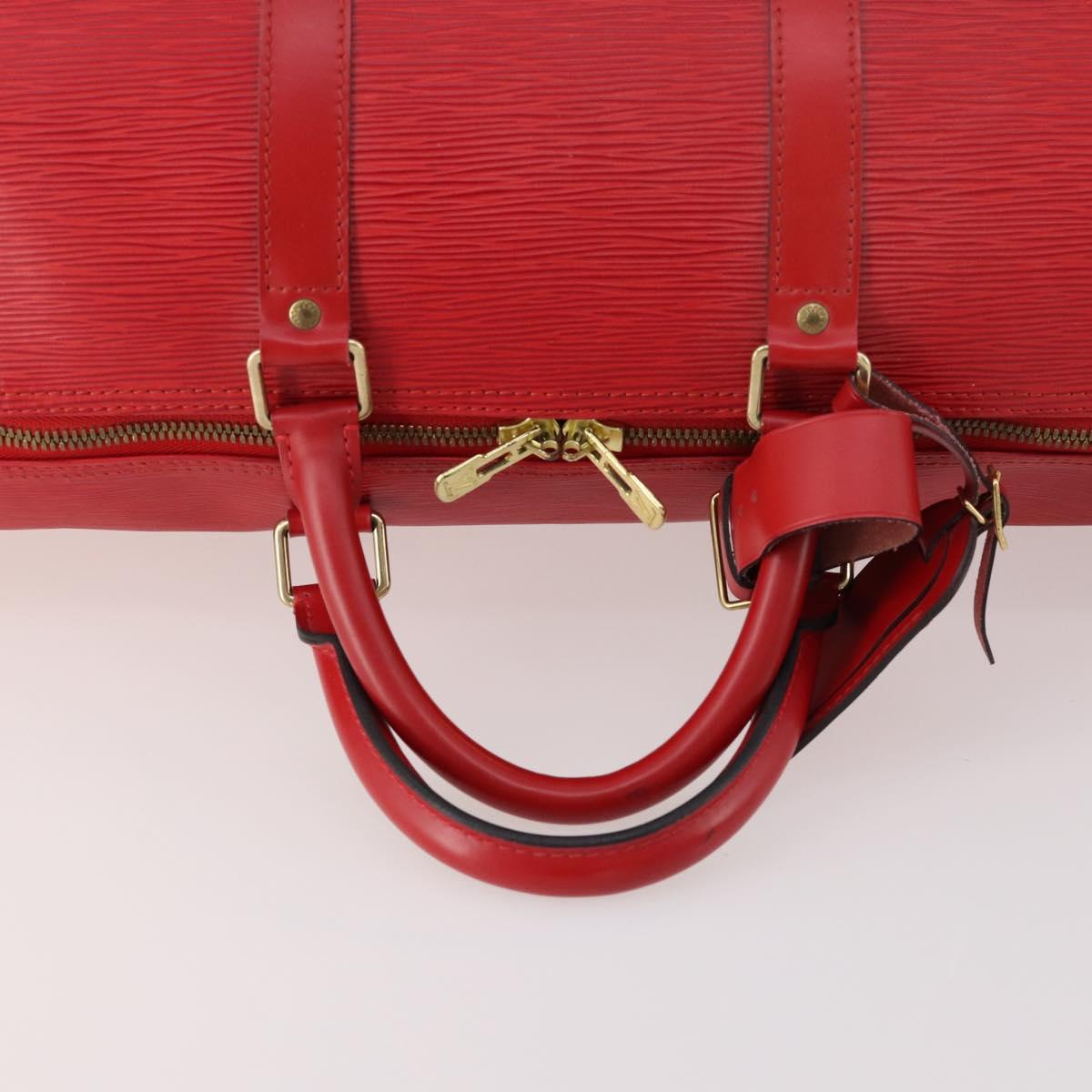 LOUIS VUITTON Epi Keepall 55 Boston Bag Red M42957 LV Auth LNZ240