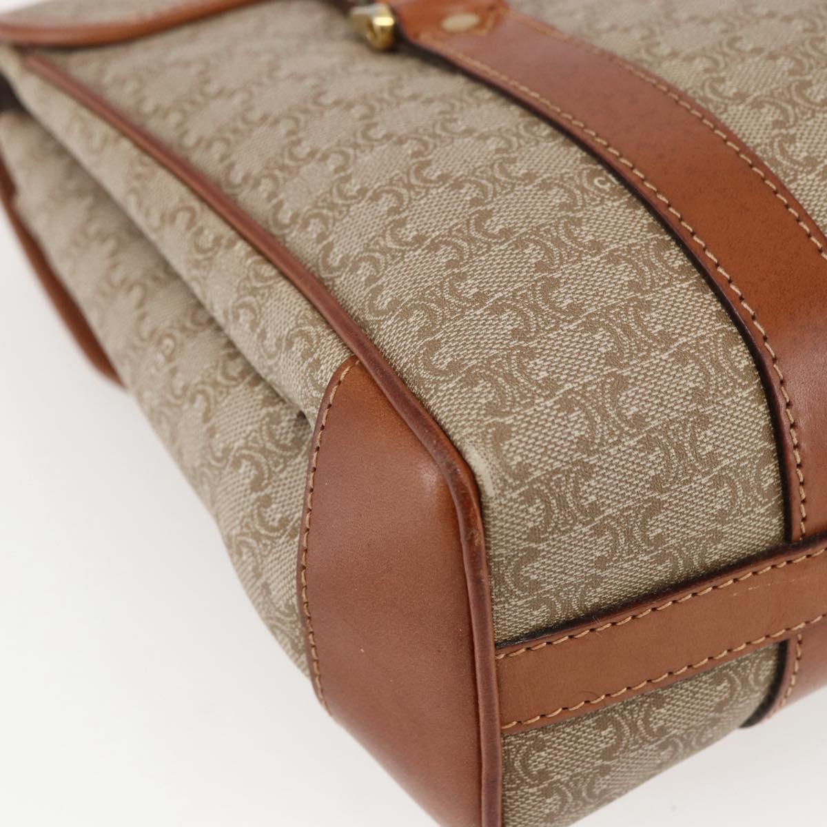 CELINE Macadam Canvas Hand Bag PVC Beige Gold Auth LNZ245
