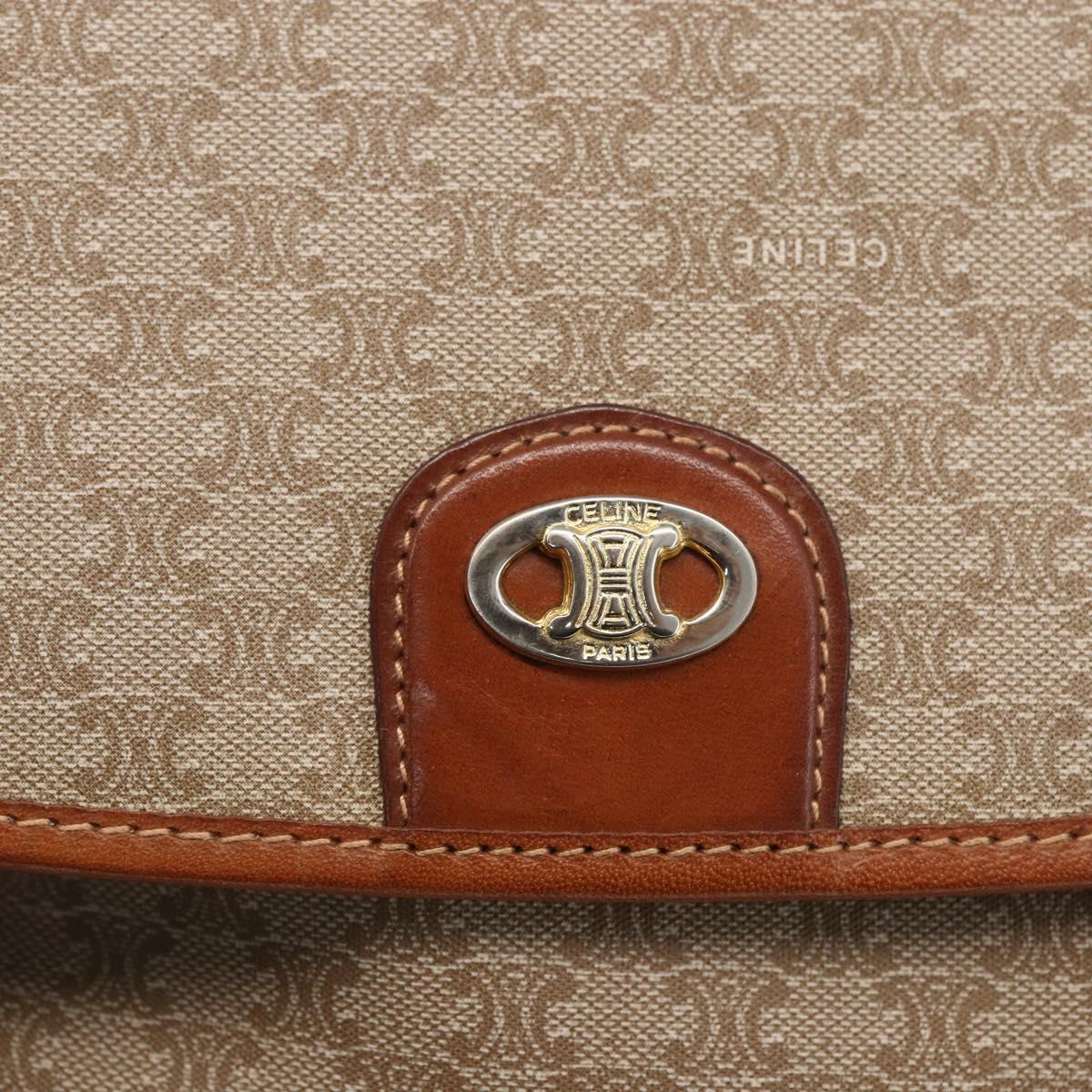 CELINE Macadam Canvas Hand Bag PVC Beige Gold Auth LNZ245