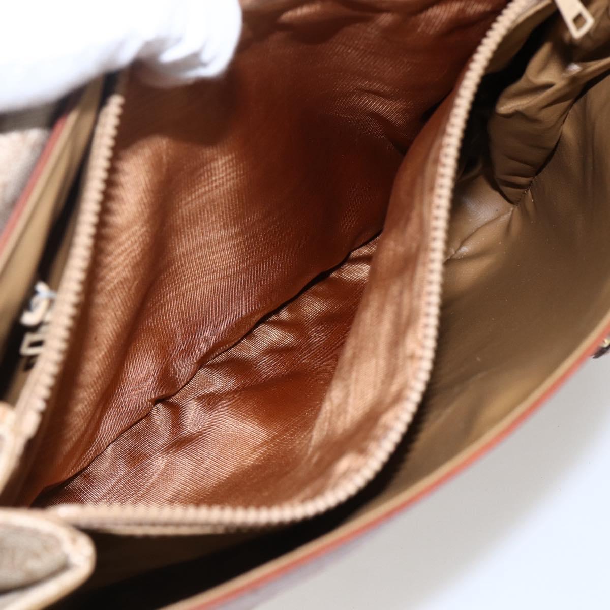 CELINE Macadam Canvas Hand Bag PVC Beige Gold Auth LNZ245