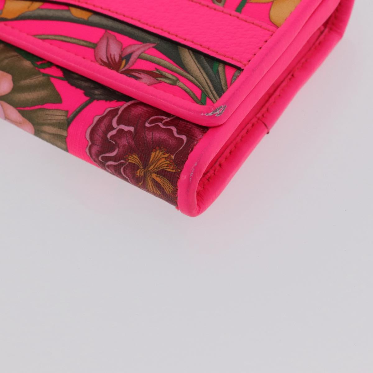 GUCCI Flora Continental Long Wallet Leather Pink Gold 536352 Auth LNZ249V