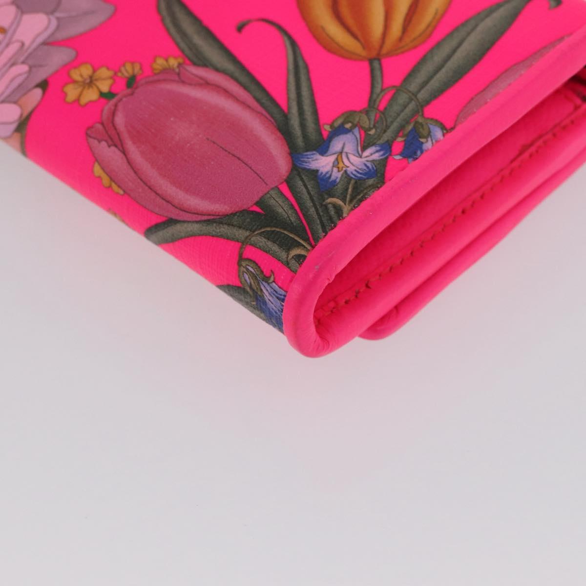 GUCCI Flora Continental Long Wallet Leather Pink Gold 536352 Auth LNZ249V
