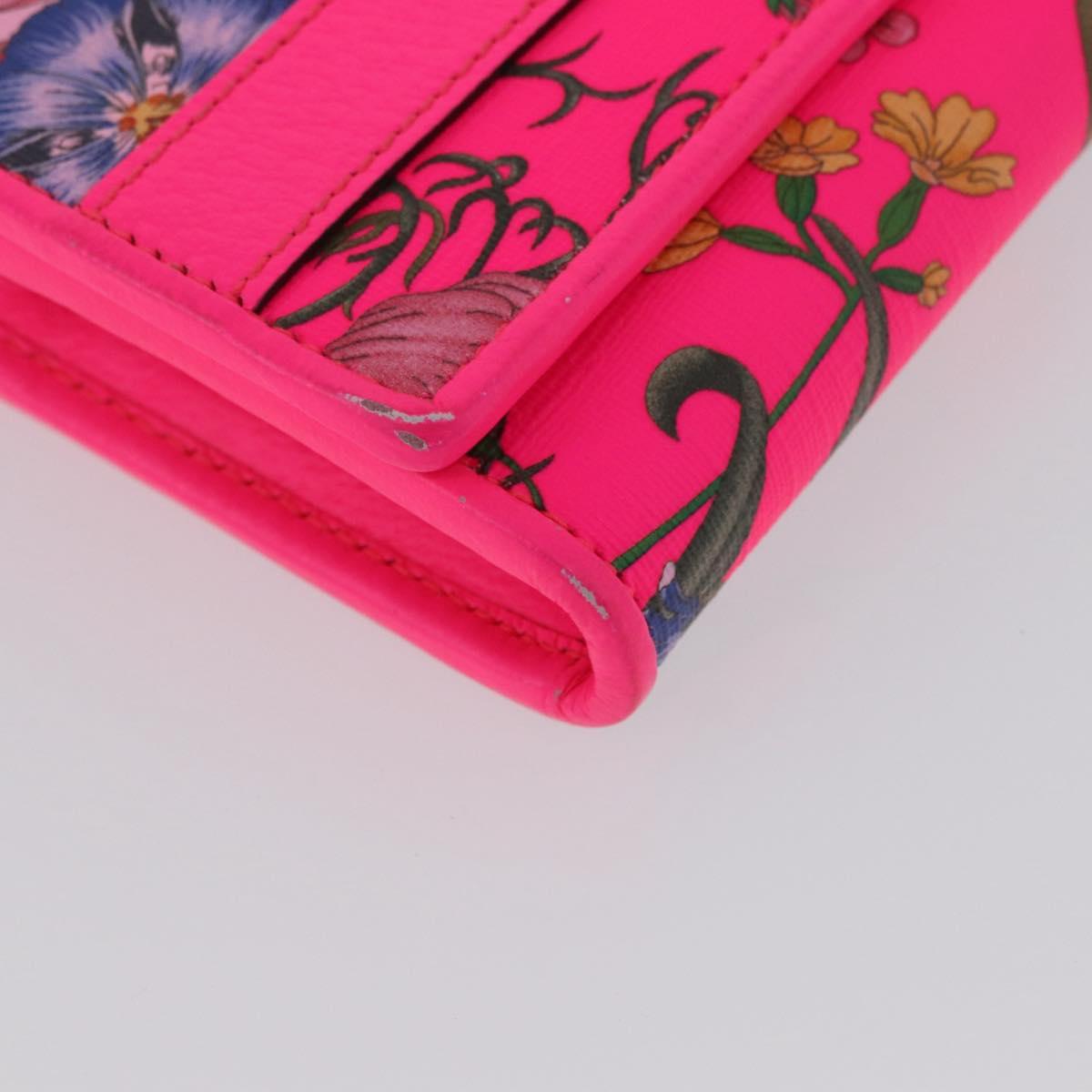 GUCCI Flora Continental Long Wallet Leather Pink Gold 536352 Auth LNZ249V