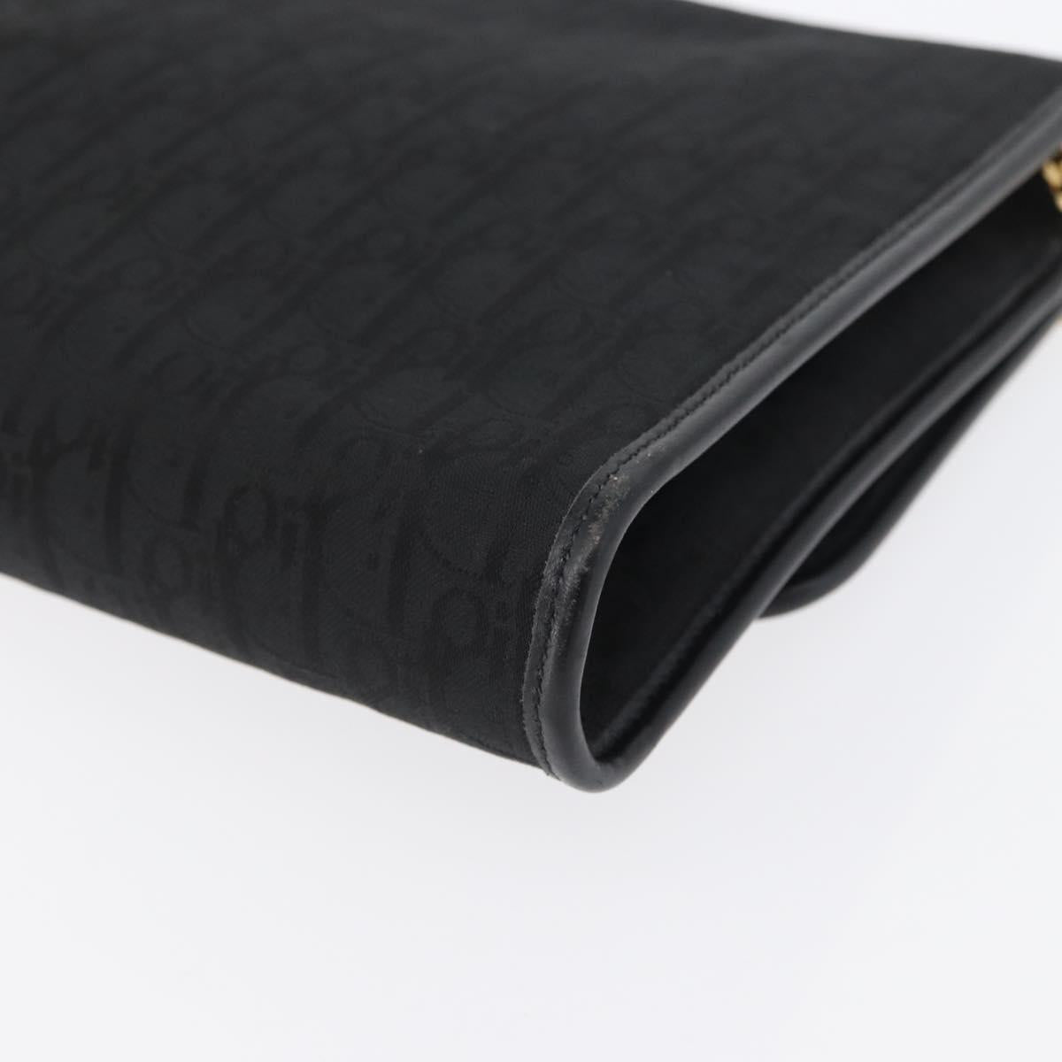 Christian Dior Trotter Canvas Chain Shoulder Bag Black Gold Auth LNZ250