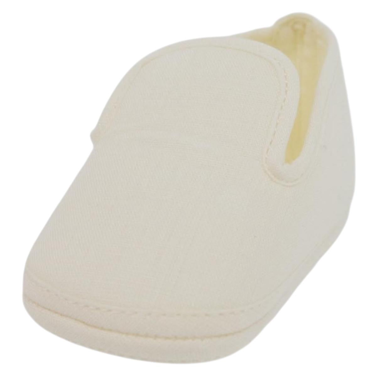 HERMES Baby Shoes linen White Auth LNZ251