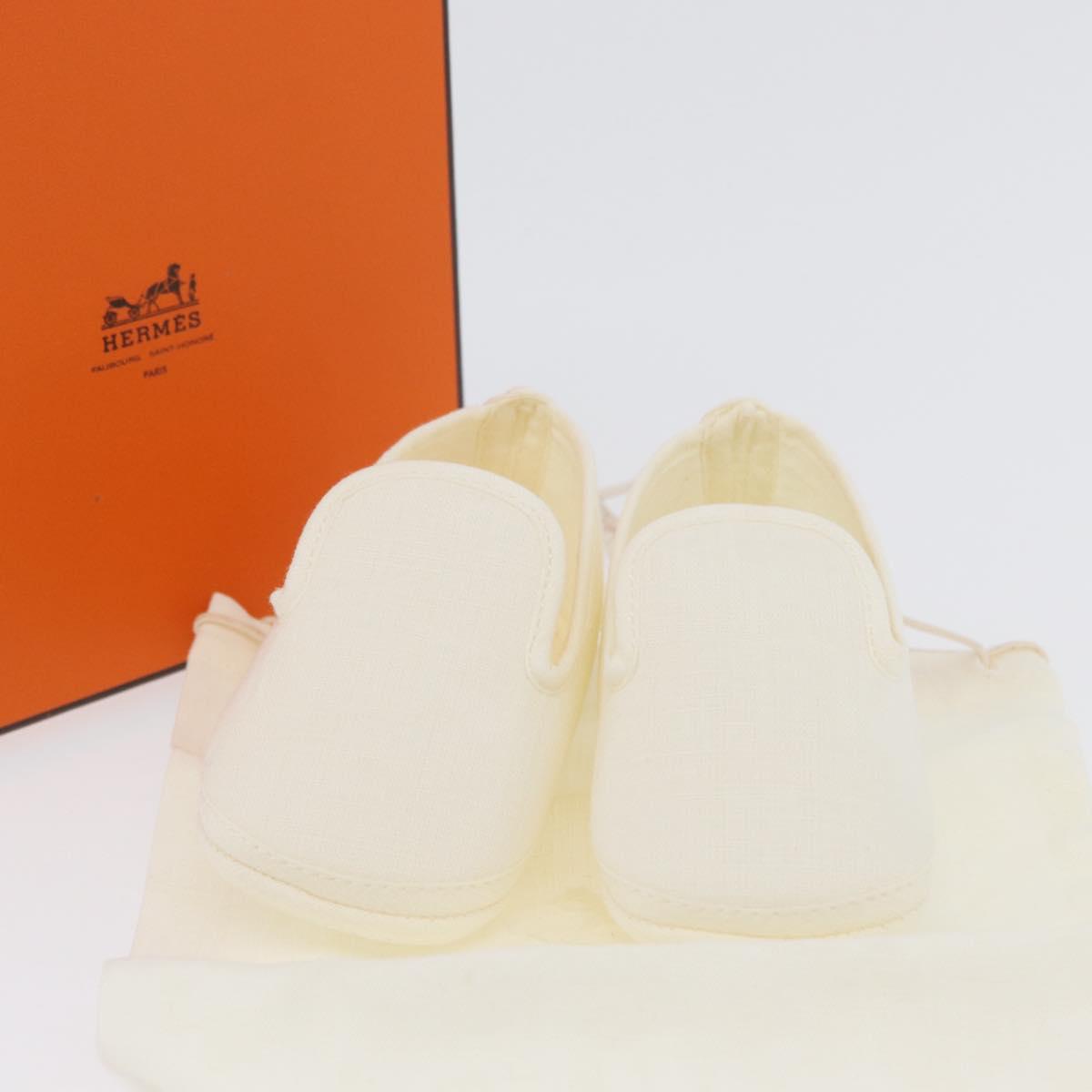 HERMES Baby Shoes linen White Auth LNZ251