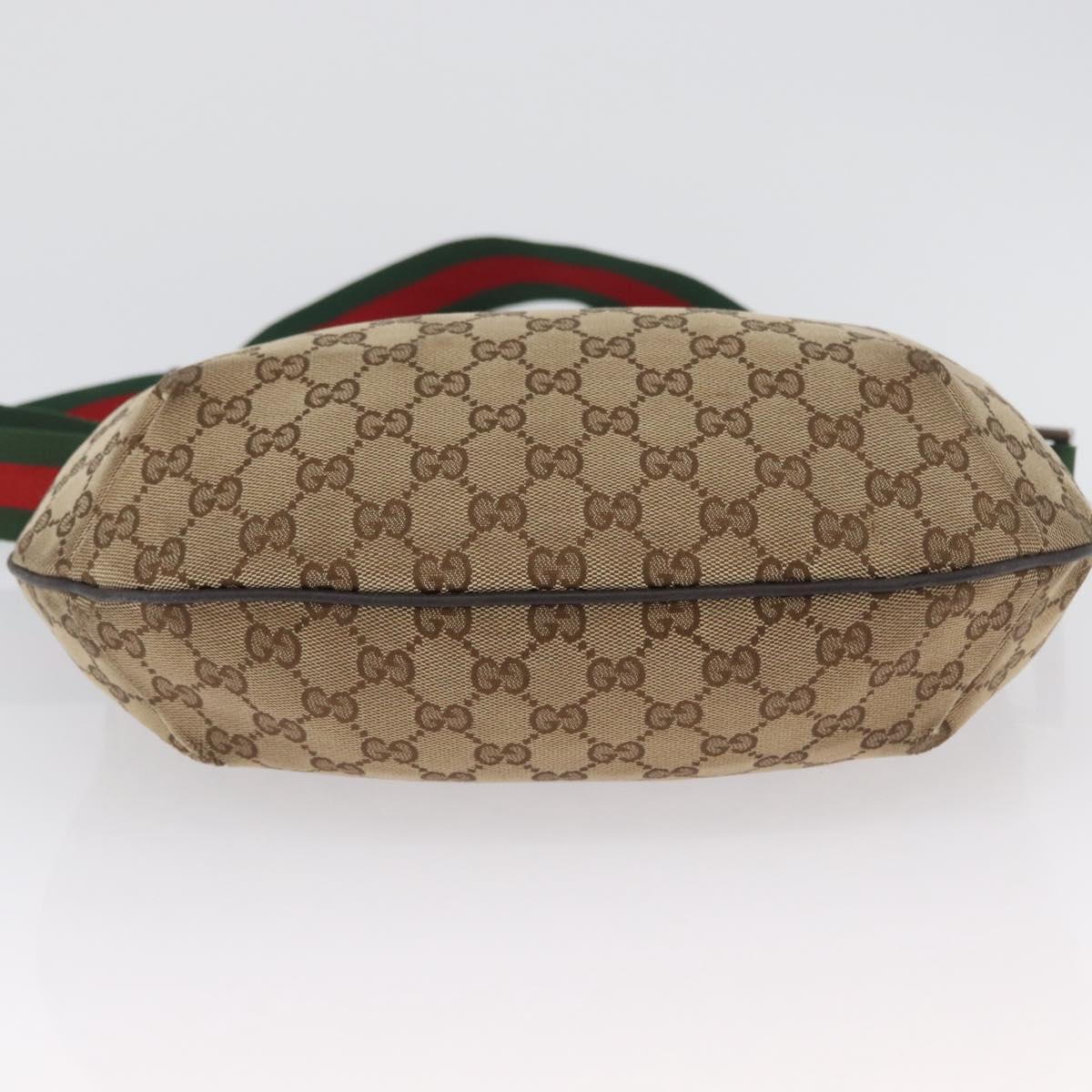 GUCCI Web Sherry Line GG Canvas Shoulder Bag Beige Gold 181092 Auth LNZ253