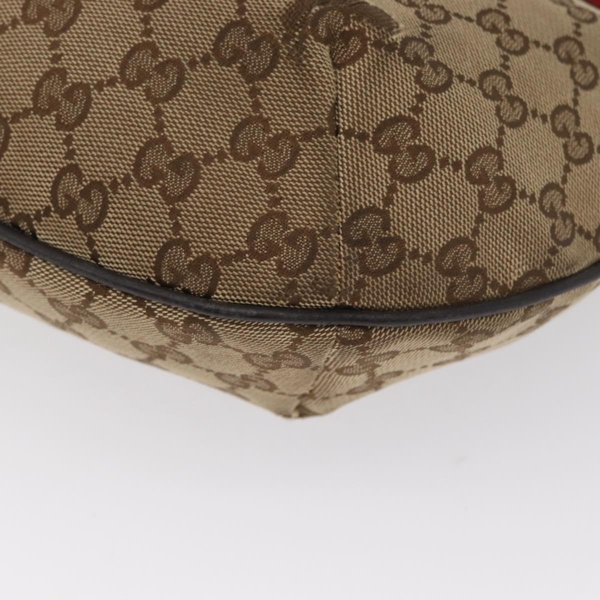 GUCCI Web Sherry Line GG Canvas Shoulder Bag Beige Gold 181092 Auth LNZ253