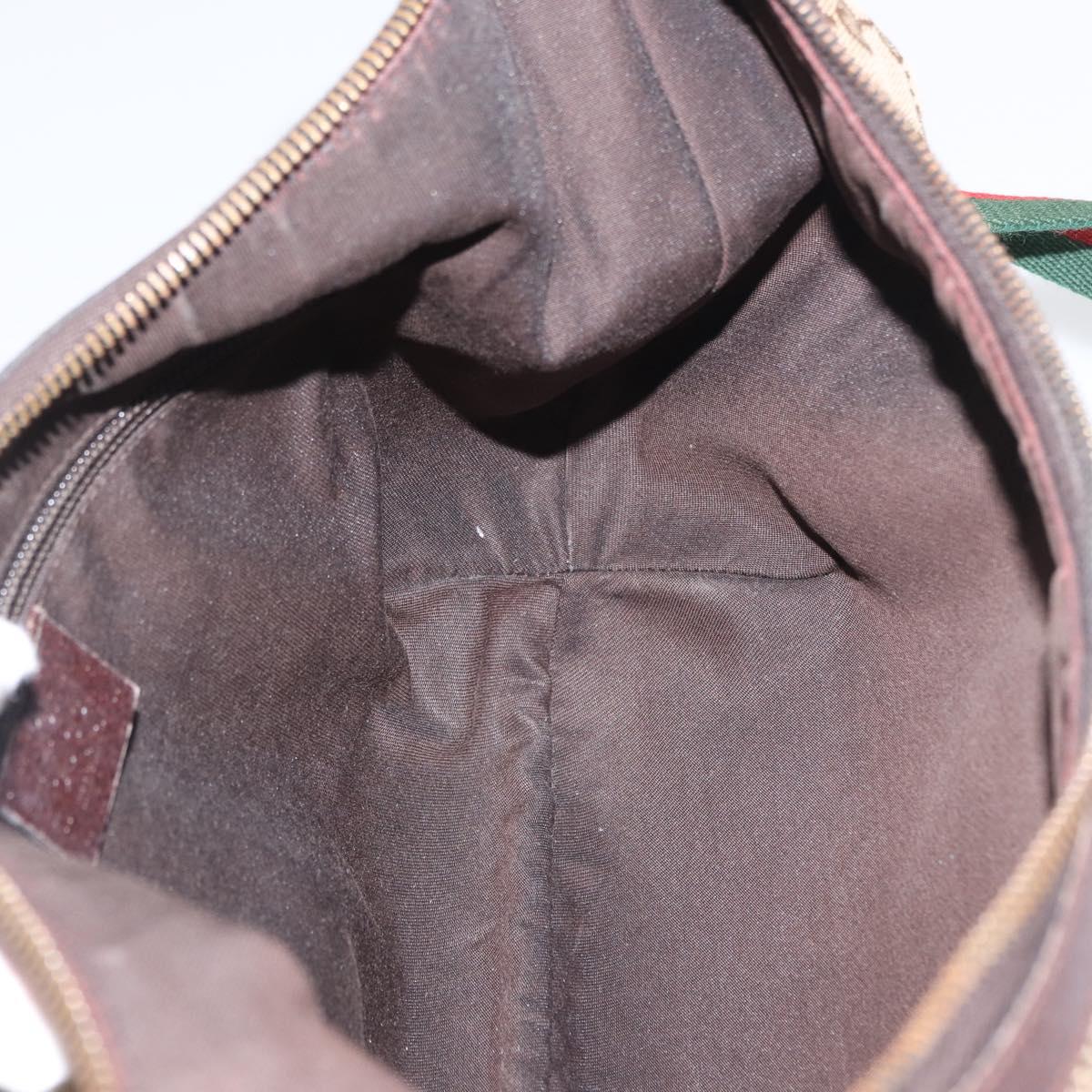 GUCCI Web Sherry Line GG Canvas Shoulder Bag Beige Gold 181092 Auth LNZ253