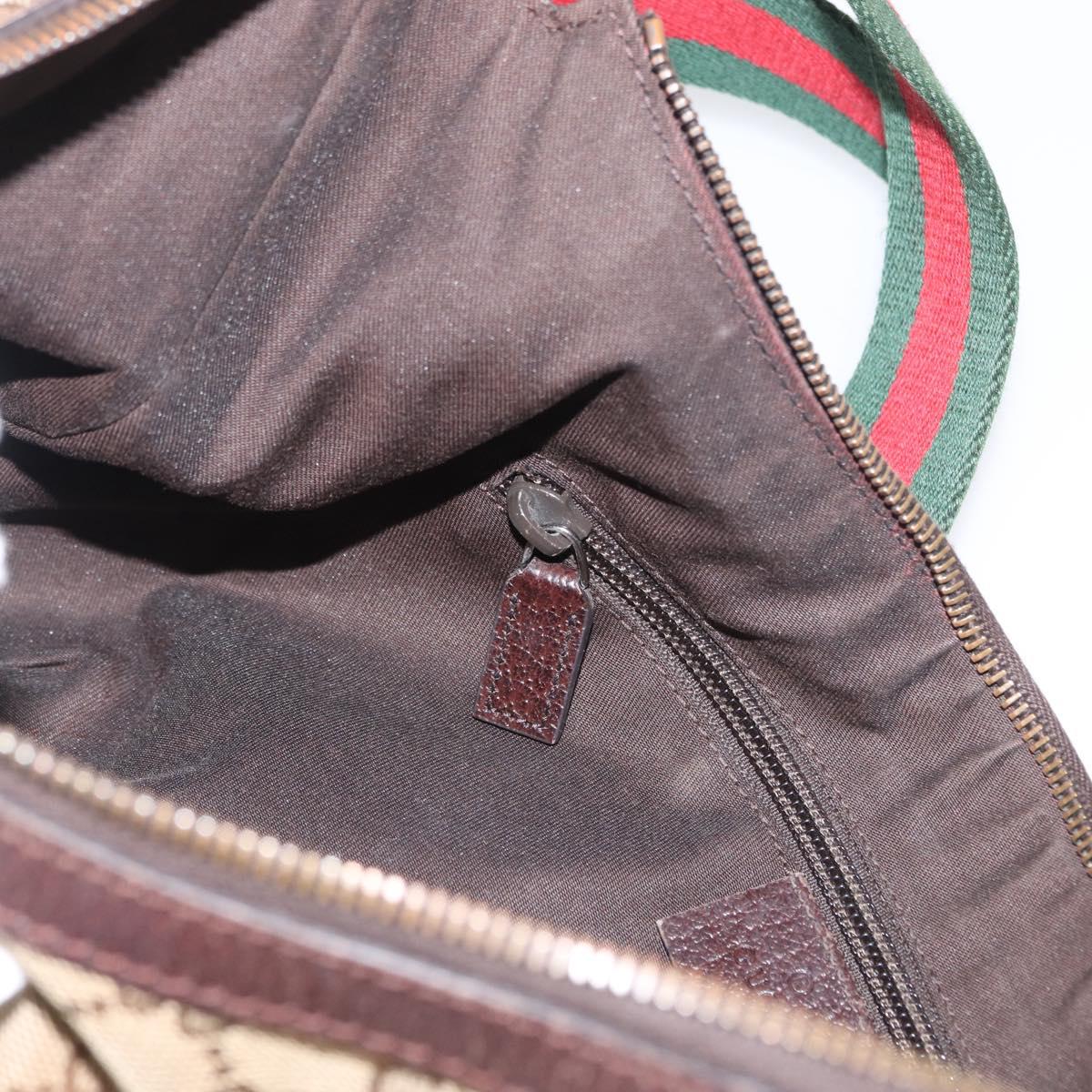 GUCCI Web Sherry Line GG Canvas Shoulder Bag Beige Gold 181092 Auth LNZ253