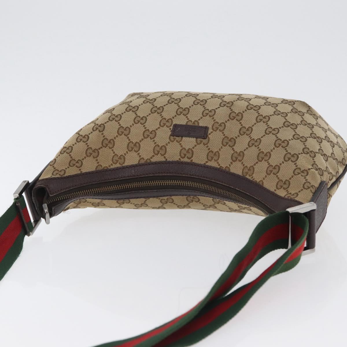 GUCCI Web Sherry Line GG Canvas Shoulder Bag Beige Gold 181092 Auth LNZ253