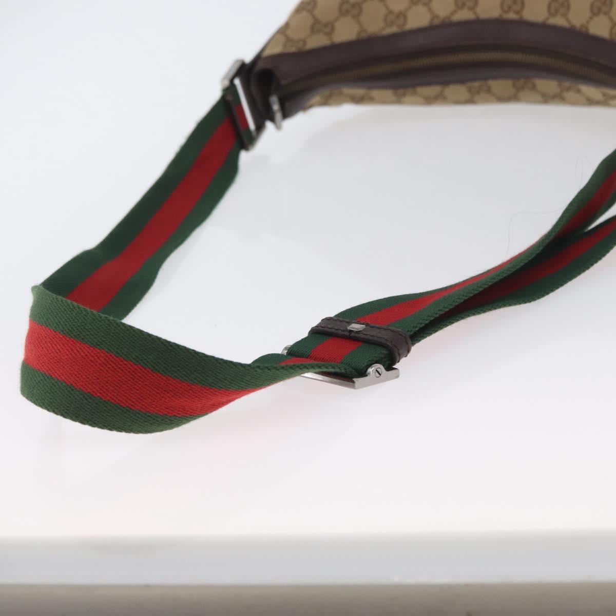 GUCCI Web Sherry Line GG Canvas Shoulder Bag Beige Gold 181092 Auth LNZ253