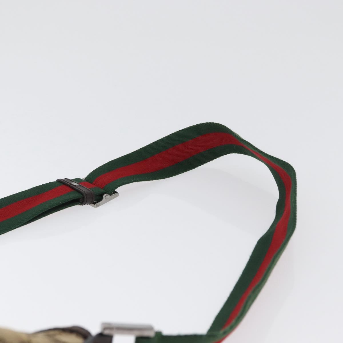 GUCCI Web Sherry Line GG Canvas Shoulder Bag Beige Gold 181092 Auth LNZ253