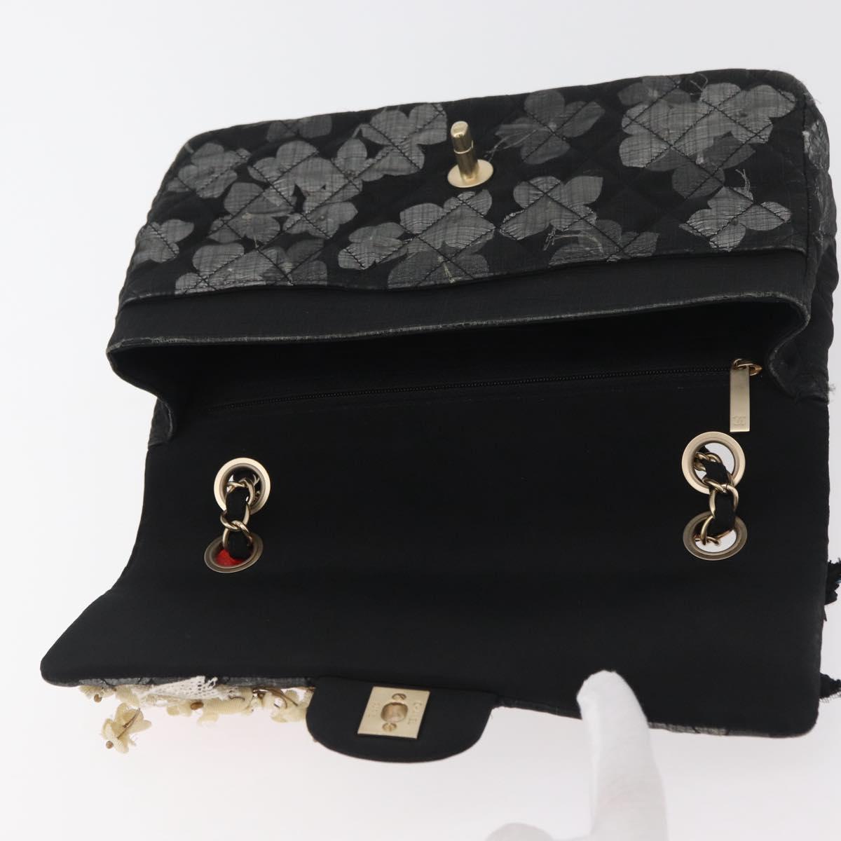 CHANEL Matelasse 25 Chain Shoulder Bag cotton Gold Black CC Auth LNZ255SM