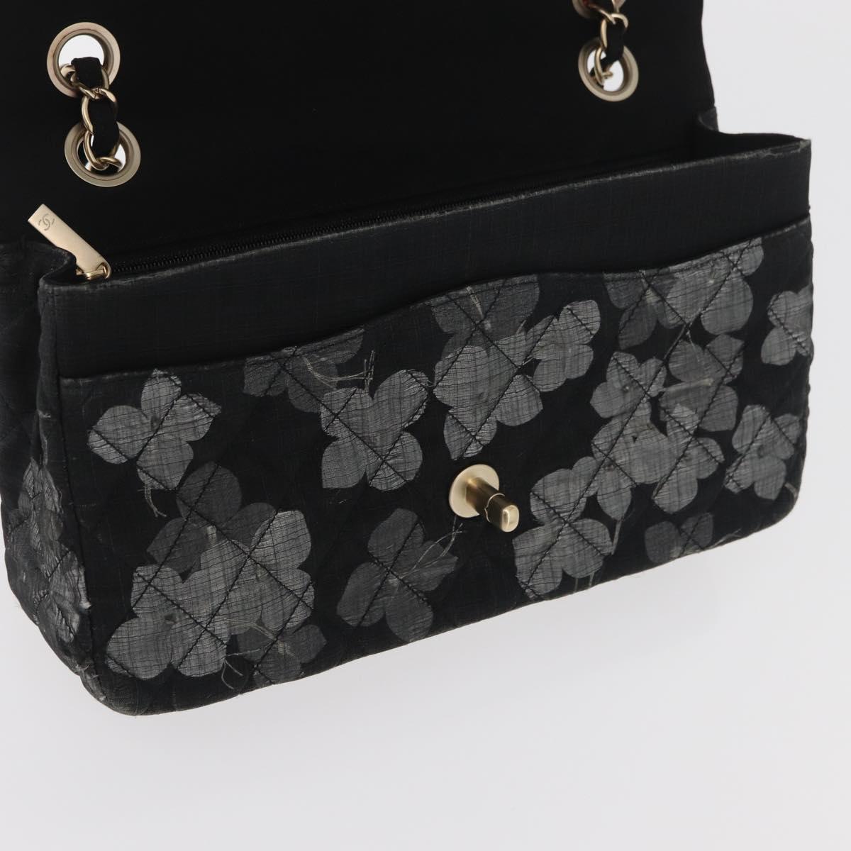 CHANEL Matelasse 25 Chain Shoulder Bag cotton Gold Black CC Auth LNZ255SM