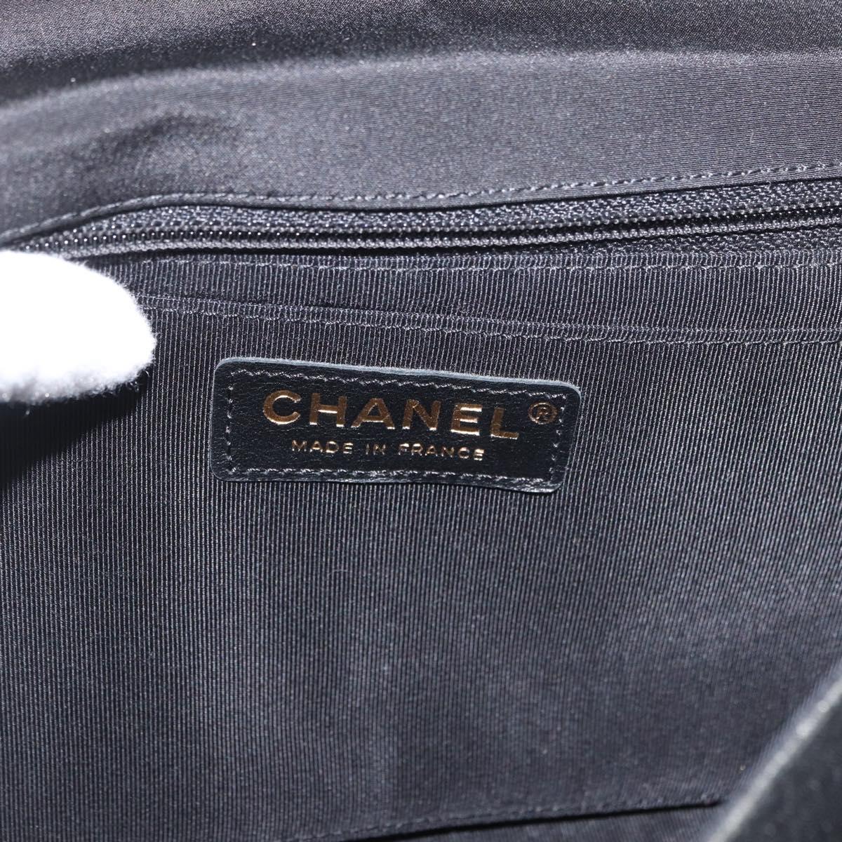 CHANEL Matelasse 25 Chain Shoulder Bag cotton Gold Black CC Auth LNZ255SM