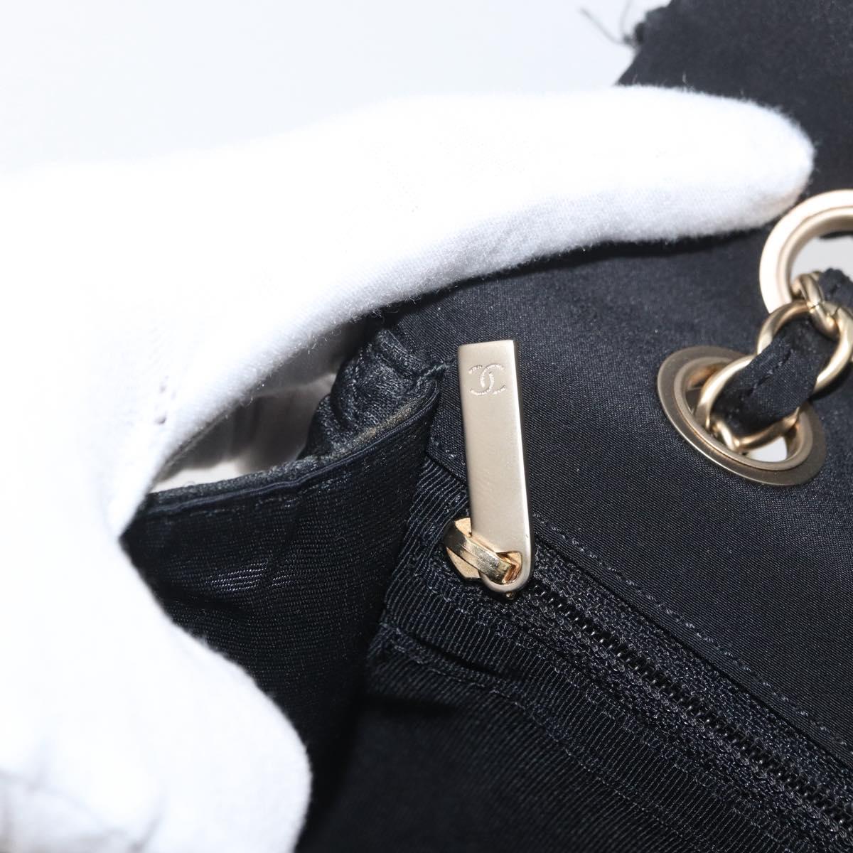 CHANEL Matelasse 25 Chain Shoulder Bag cotton Gold Black CC Auth LNZ255SM