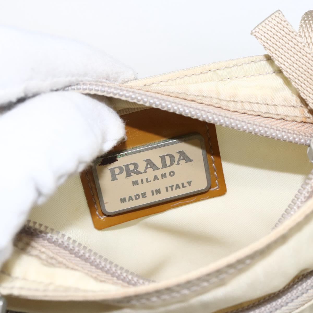 PRADA Shoulder Bag Nylon Ivory Silver Auth LNZ256