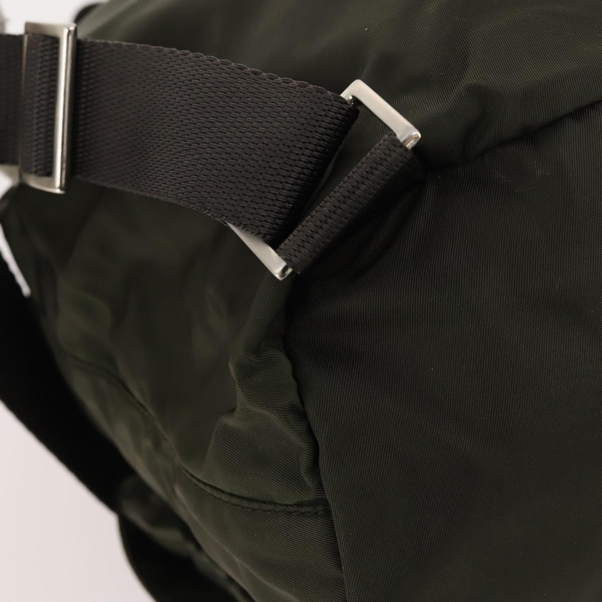 PRADA Backpack Nylon Khaki Silver Auth LNZ259