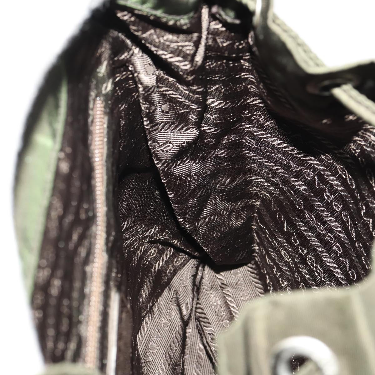 PRADA Backpack Nylon Khaki Silver Auth LNZ259