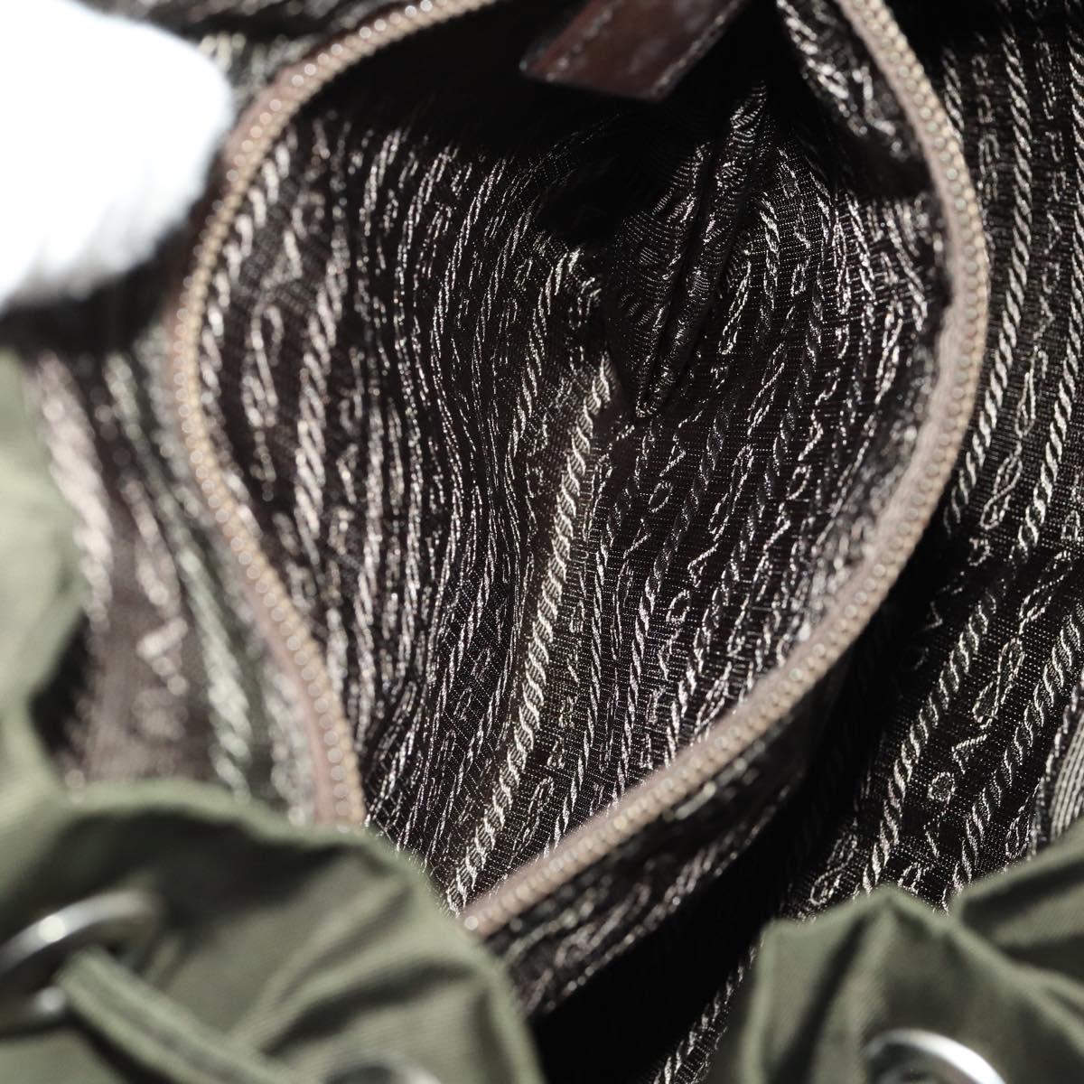PRADA Backpack Nylon Khaki Silver Auth LNZ259
