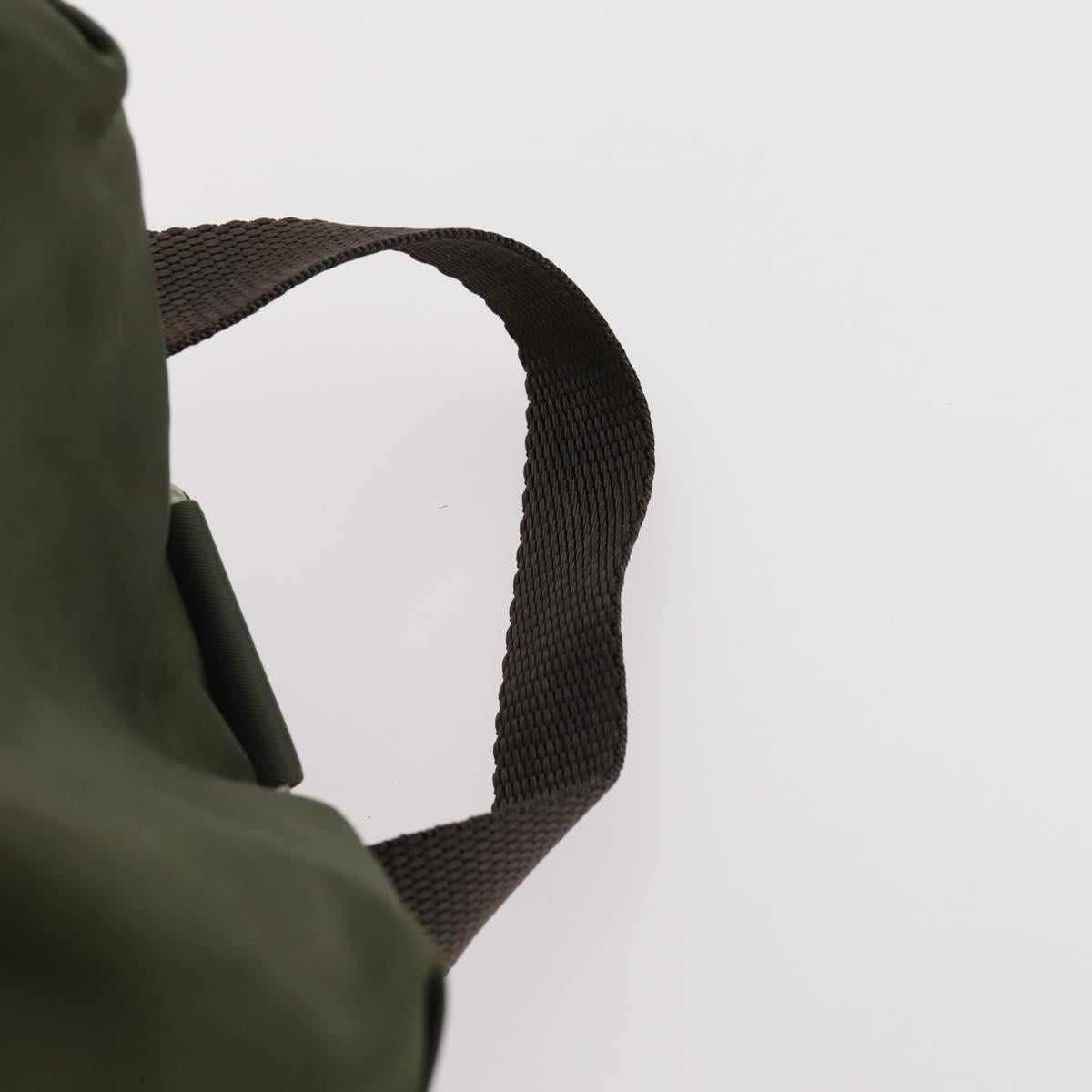 PRADA Backpack Nylon Khaki Silver Auth LNZ259