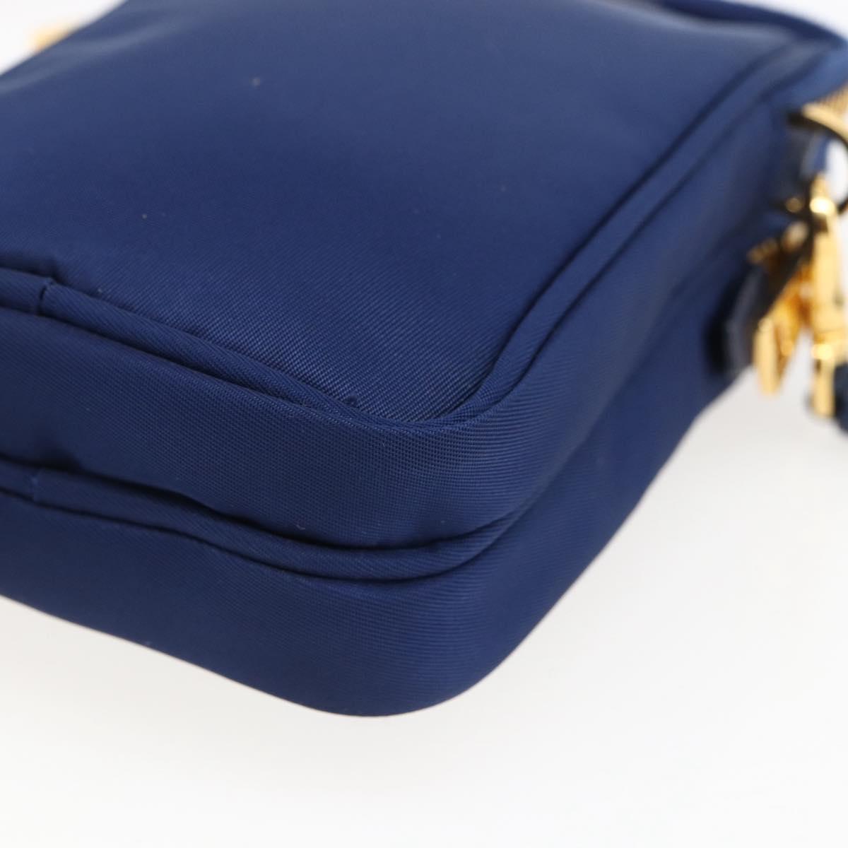 PRADA Shoulder Bag Nylon Blue Gold Auth LNZ265V