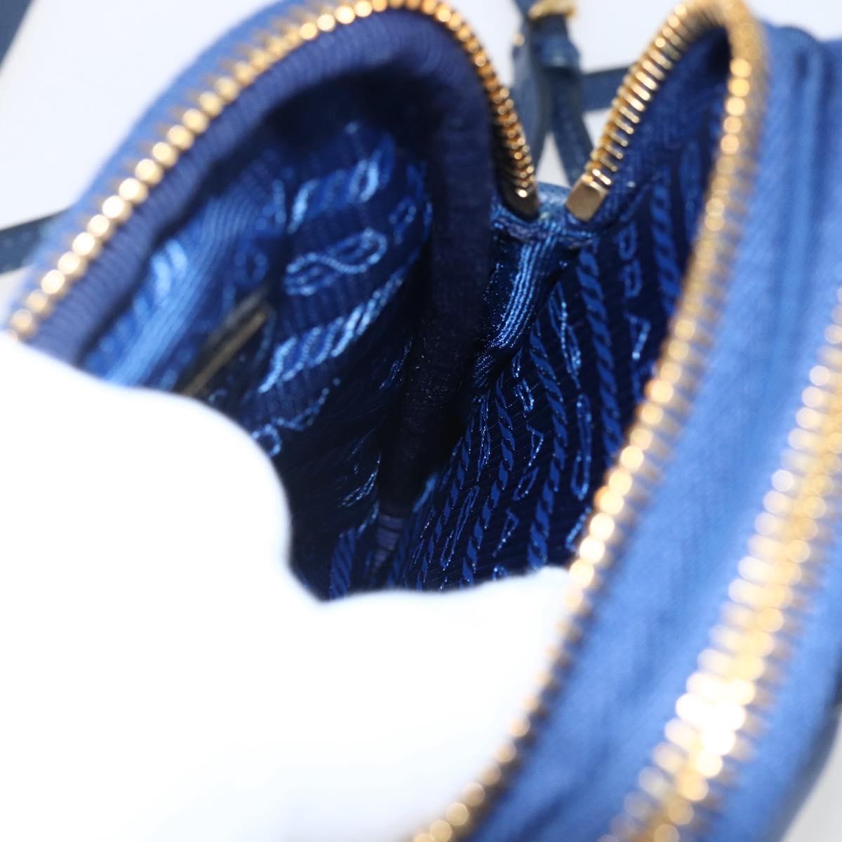 PRADA Shoulder Bag Nylon Blue Gold Auth LNZ265V