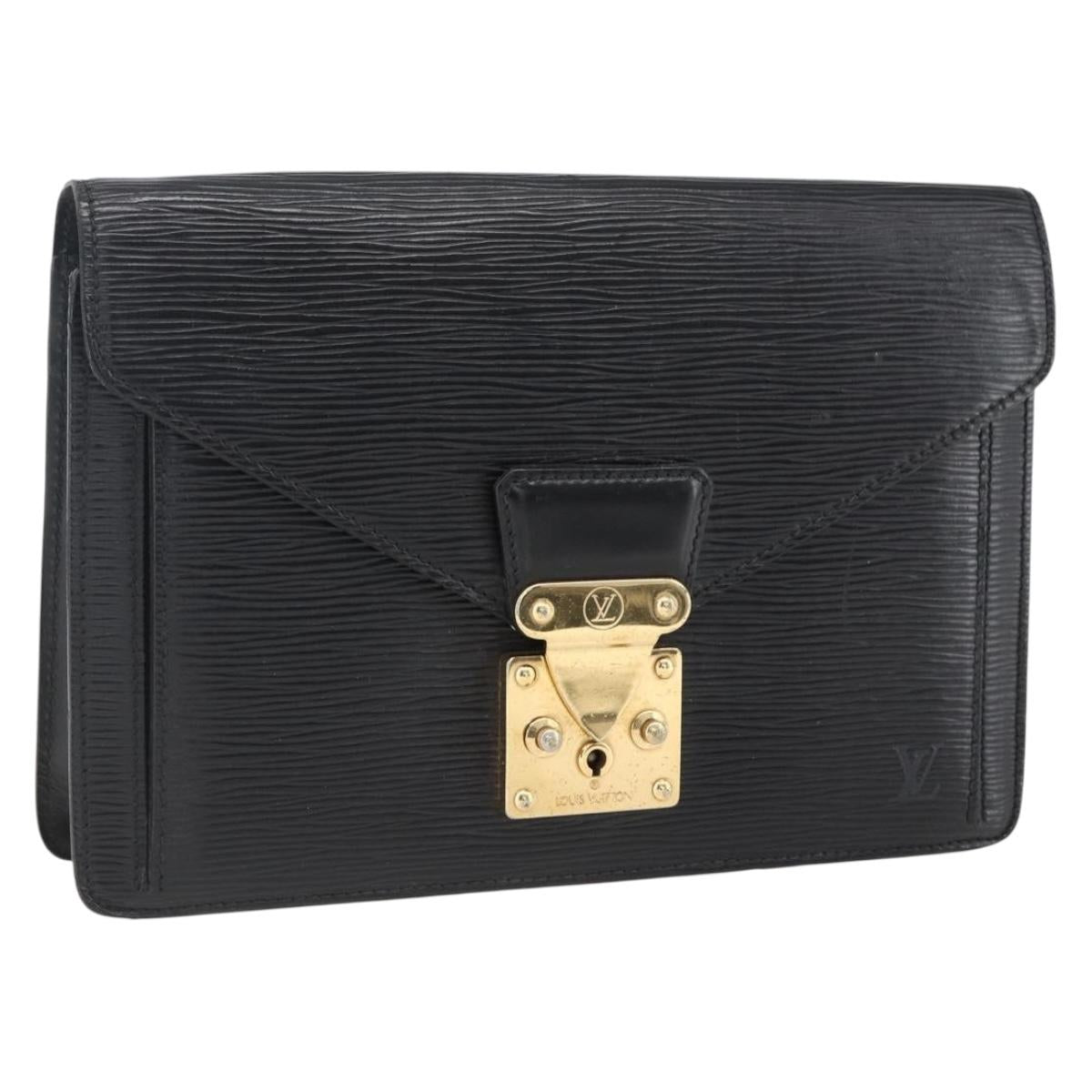 LOUIS VUITTON Epi Serie Dragonne Clutch Bag Black Noir M52612 LV Auth LNZ266