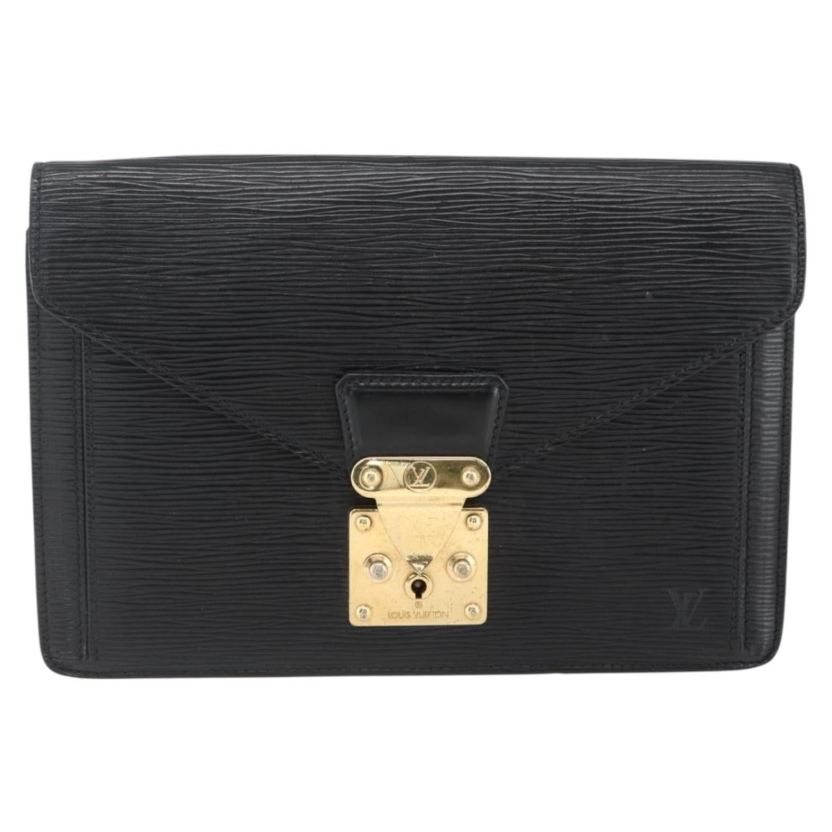 LOUIS VUITTON Epi Serie Dragonne Clutch Bag Black Noir M52612 LV Auth LNZ266