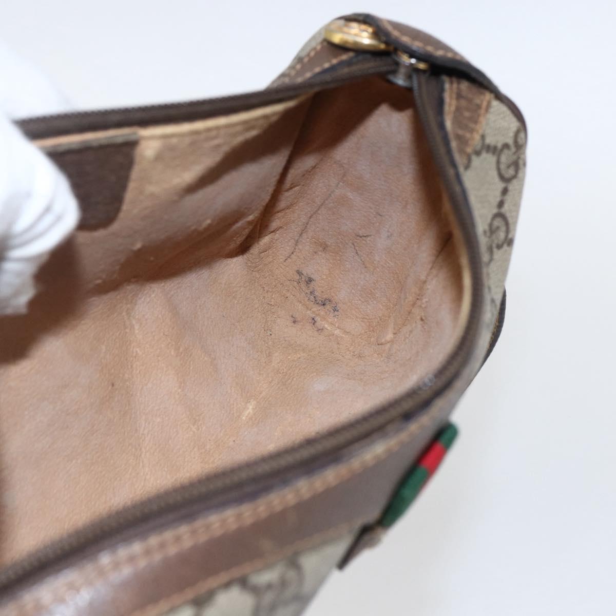 GUCCI GG Supreme Web Sherry Line Bag PVC Beige Gold 89 02 018 Auth LNZ269