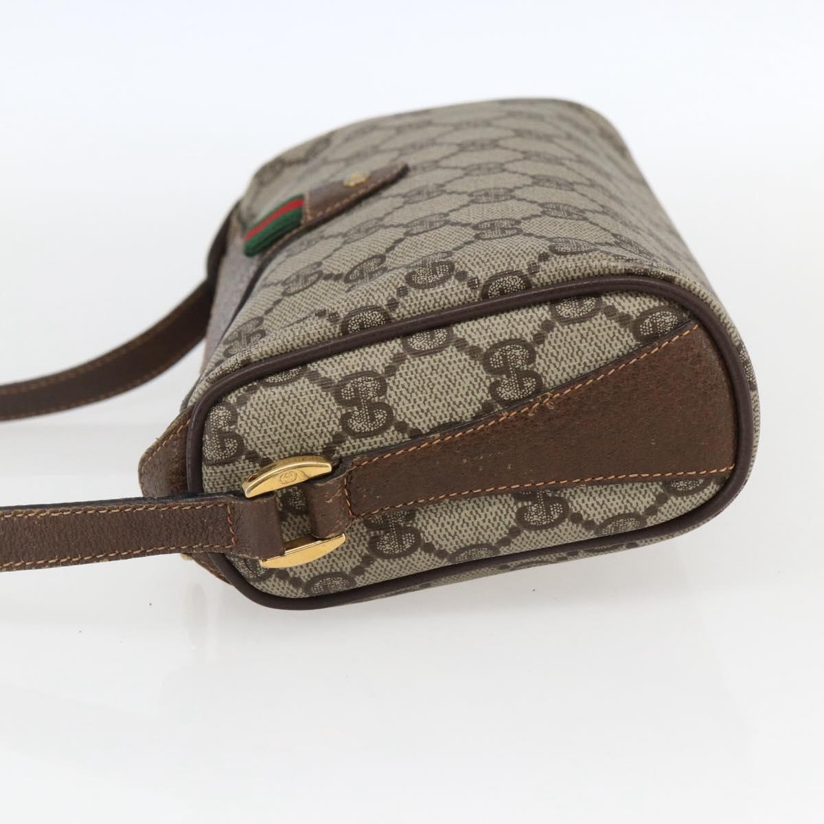 GUCCI GG Supreme Web Sherry Line Bag PVC Beige Gold 89 02 018 Auth LNZ269