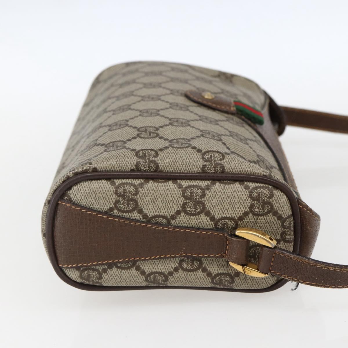 GUCCI GG Supreme Web Sherry Line Bag PVC Beige Gold 89 02 018 Auth LNZ269