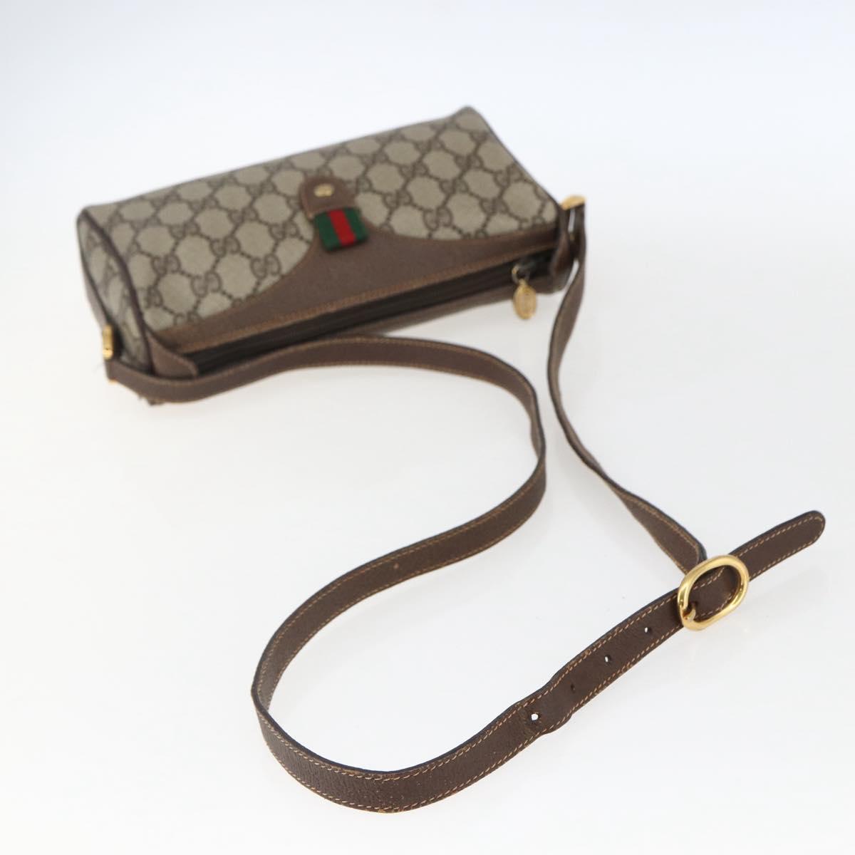 GUCCI GG Supreme Web Sherry Line Bag PVC Beige Gold 89 02 018 Auth LNZ269