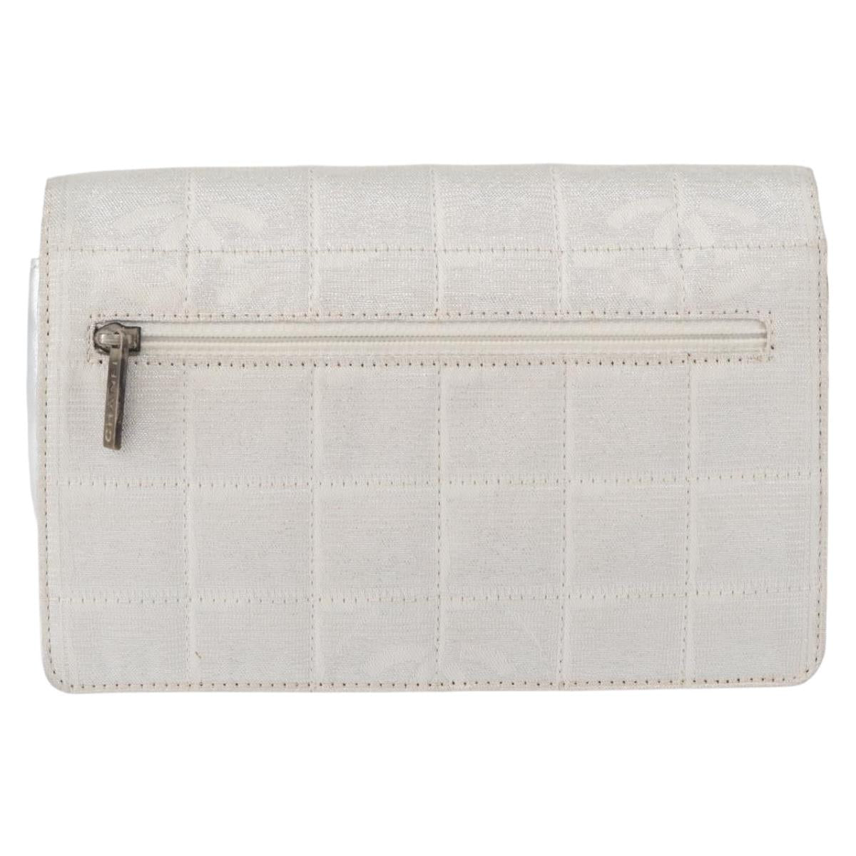 CHANEL New Travel Line Choco Bar Chain Shoulder Bag Nylon Silver CC Auth LNZ273A