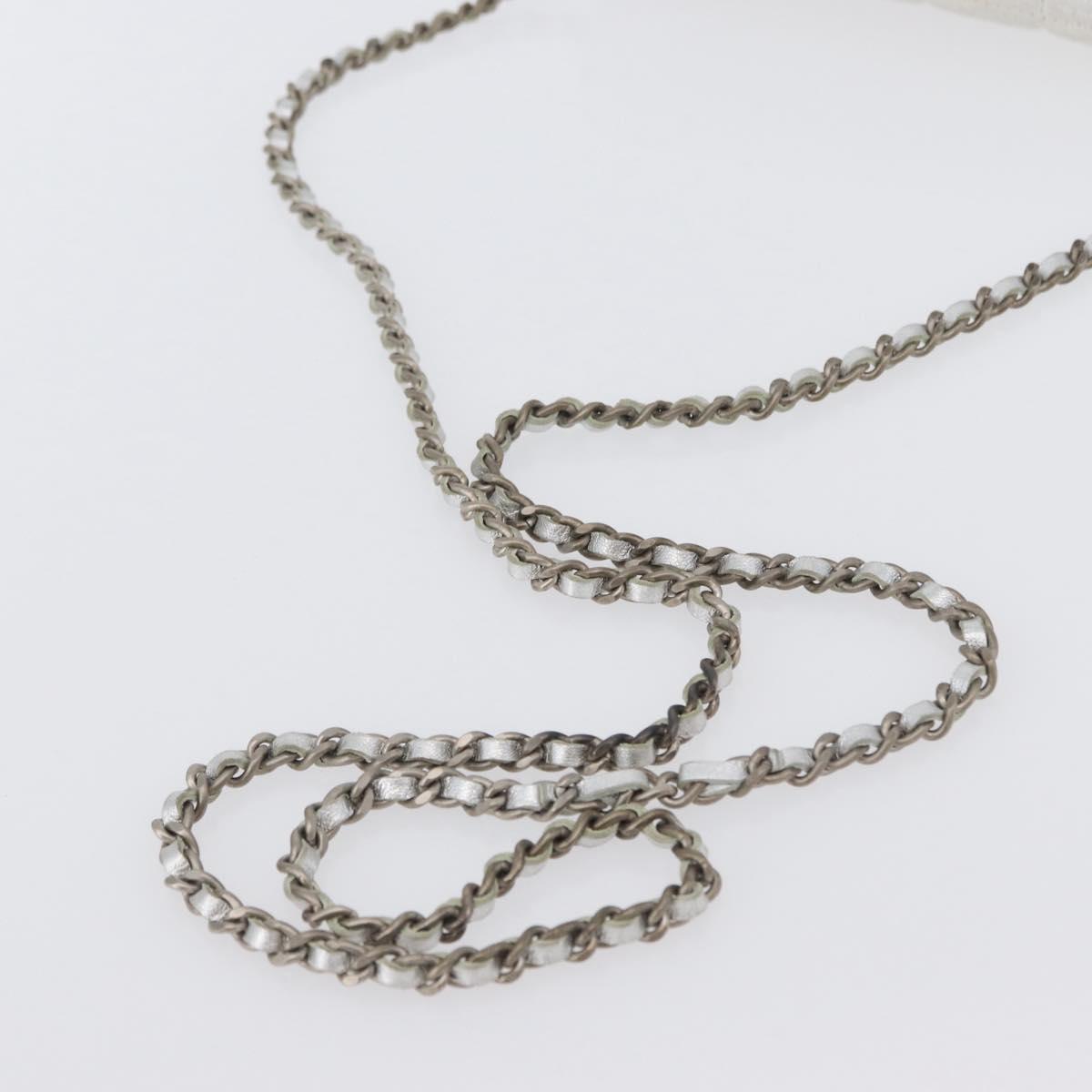 CHANEL New Travel Line Choco Bar Chain Shoulder Bag Nylon Silver CC Auth LNZ273A