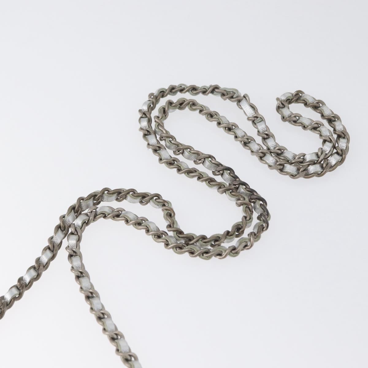 CHANEL New Travel Line Choco Bar Chain Shoulder Bag Nylon Silver CC Auth LNZ273A