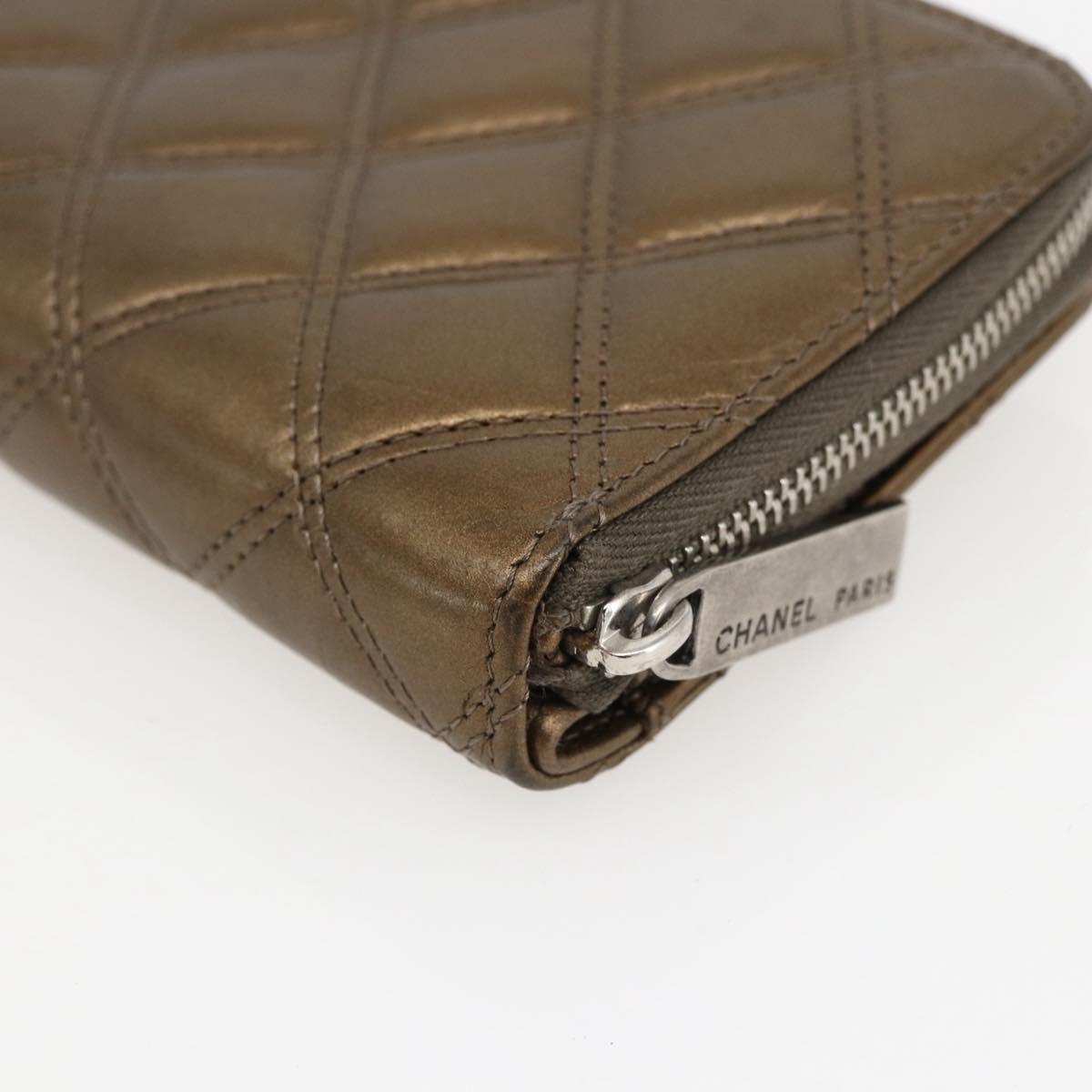 CHANEL Bicolore Long Wallet Leather Gold CC Auth LNZ276V