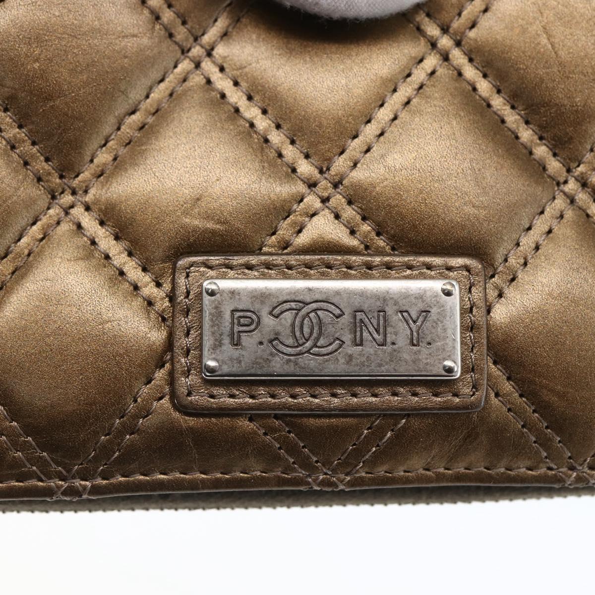 CHANEL Bicolore Long Wallet Leather Gold CC Auth LNZ276V