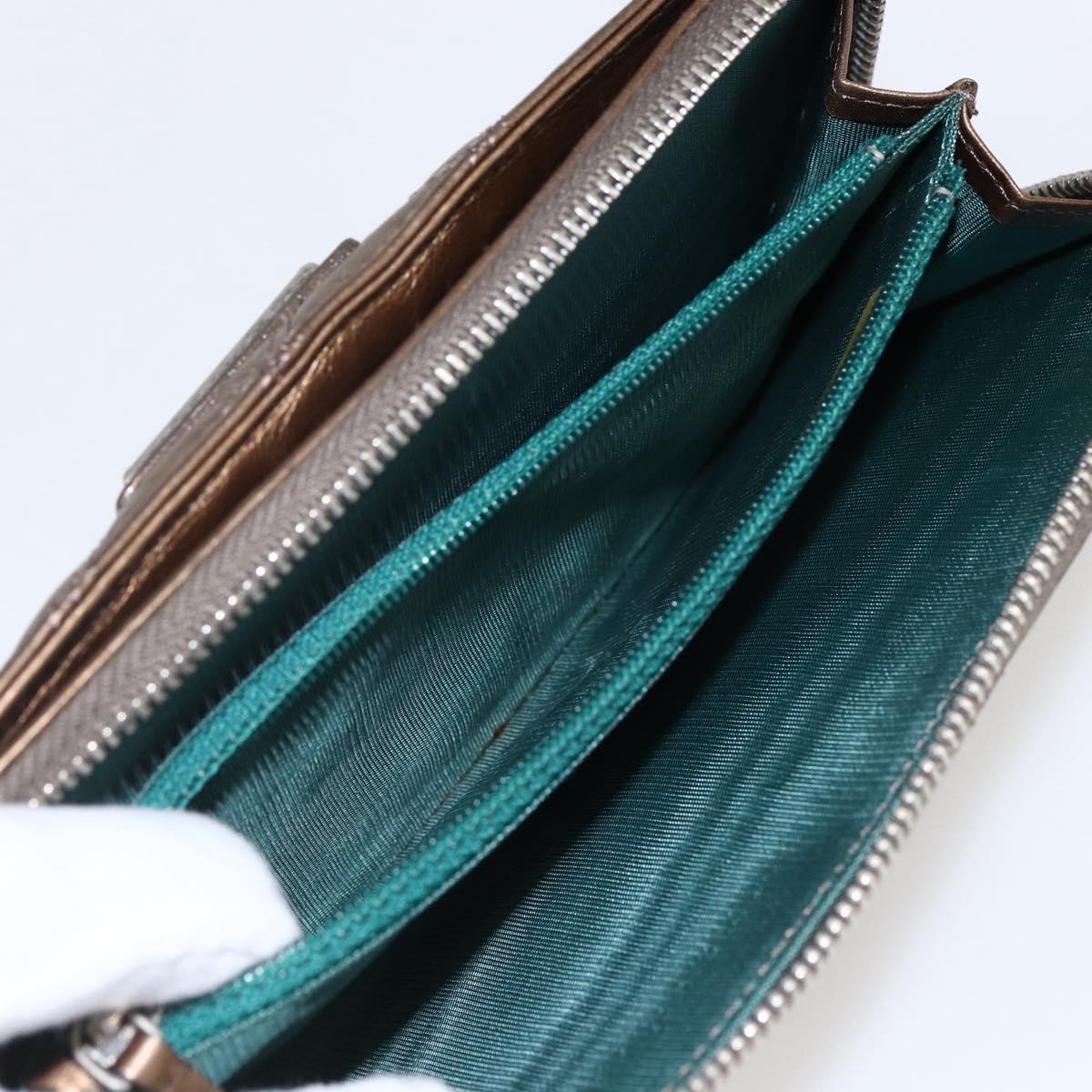 CHANEL Bicolore Long Wallet Leather Gold CC Auth LNZ276V
