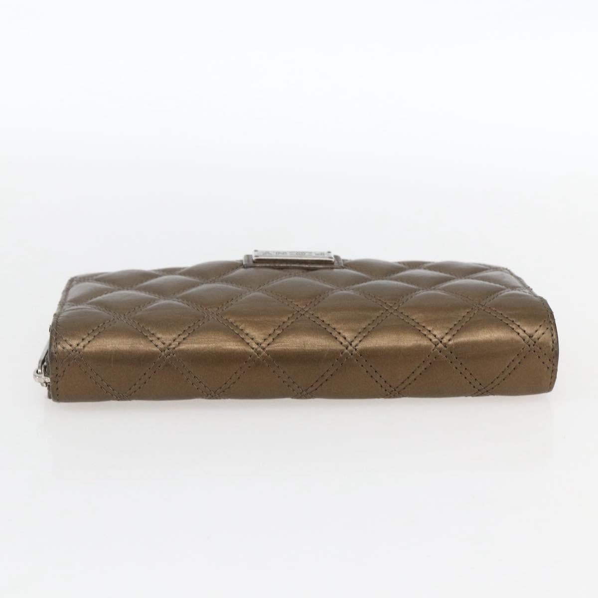 CHANEL Bicolore Long Wallet Leather Gold CC Auth LNZ276V