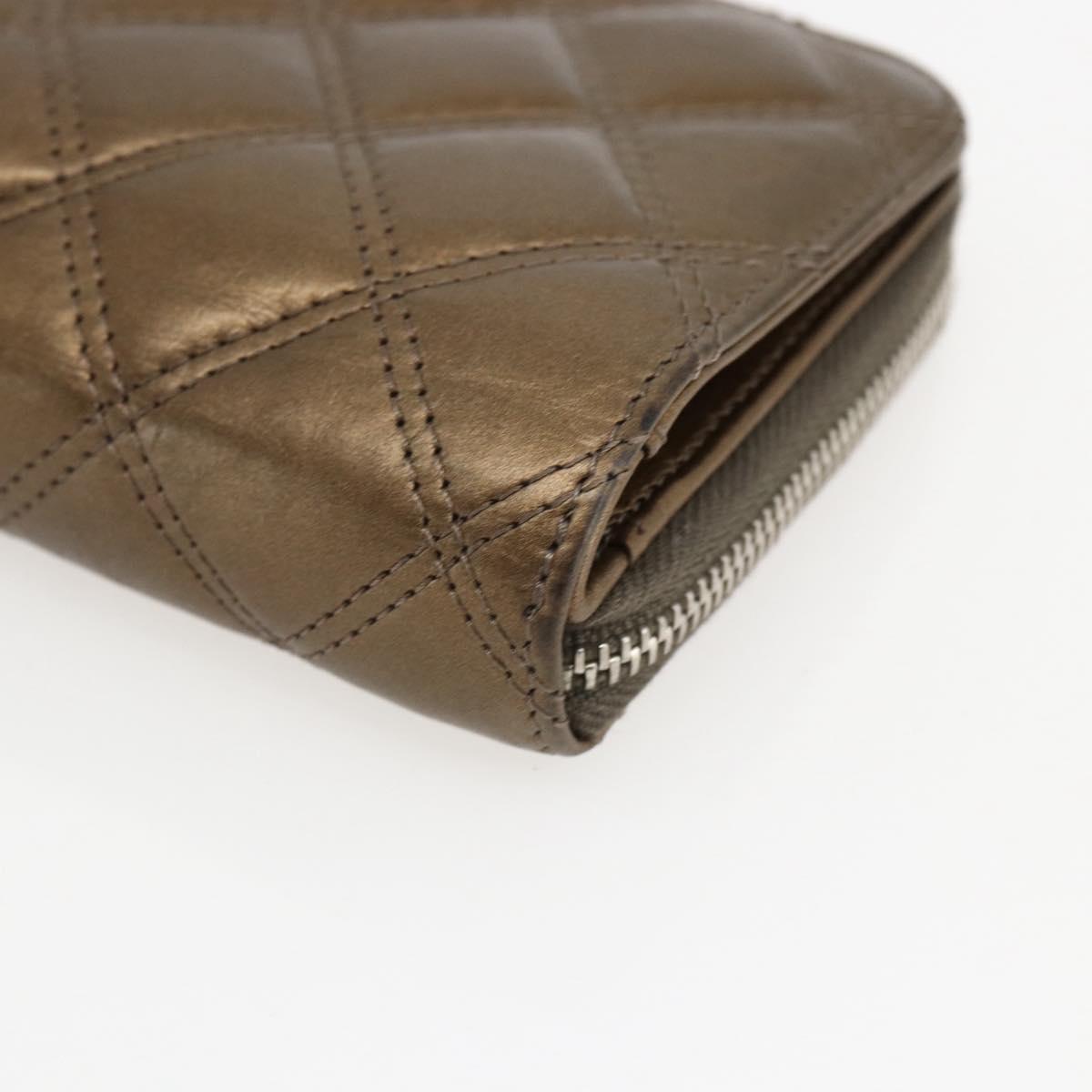 CHANEL Bicolore Long Wallet Leather Gold CC Auth LNZ276V