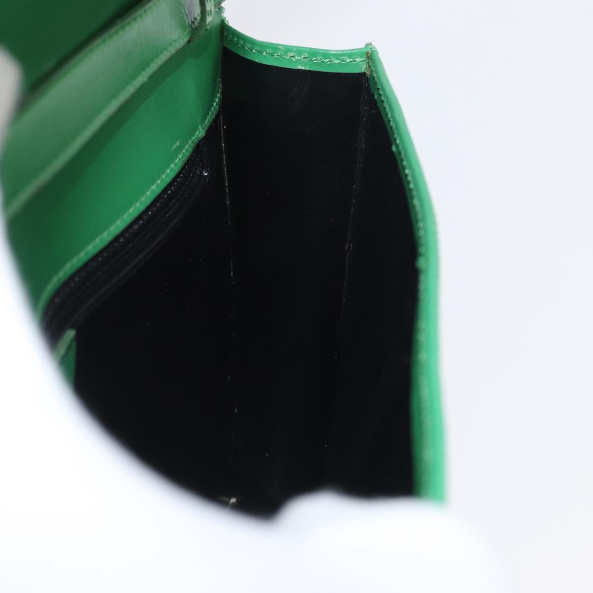 CELINE Circle Shoulder Bag Leather Green Gold Auth LNZ294V