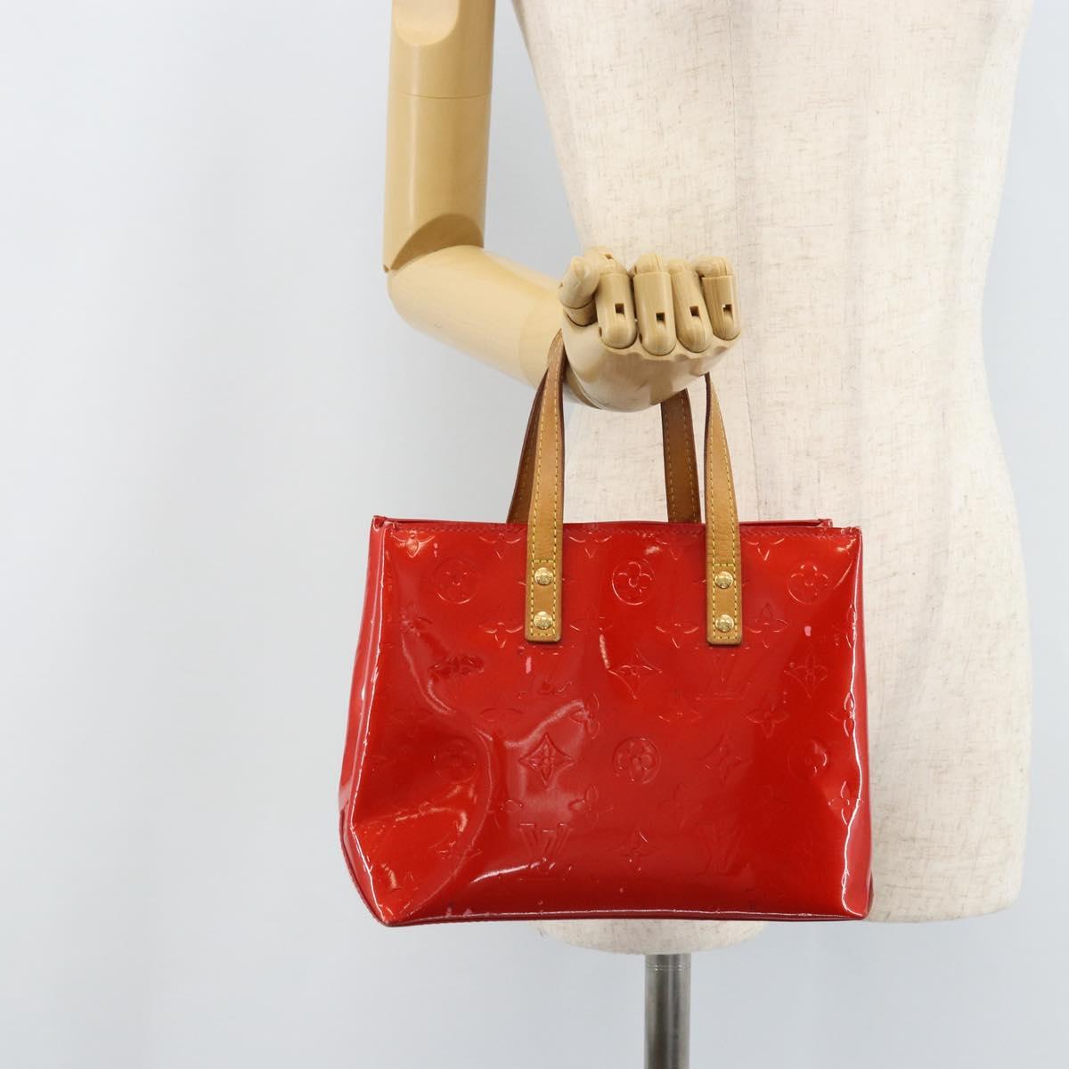 LOUIS VUITTON Monogram Vernis Reade PM Hand Bag Red Rouge M91088 LV Auth LNZ297
