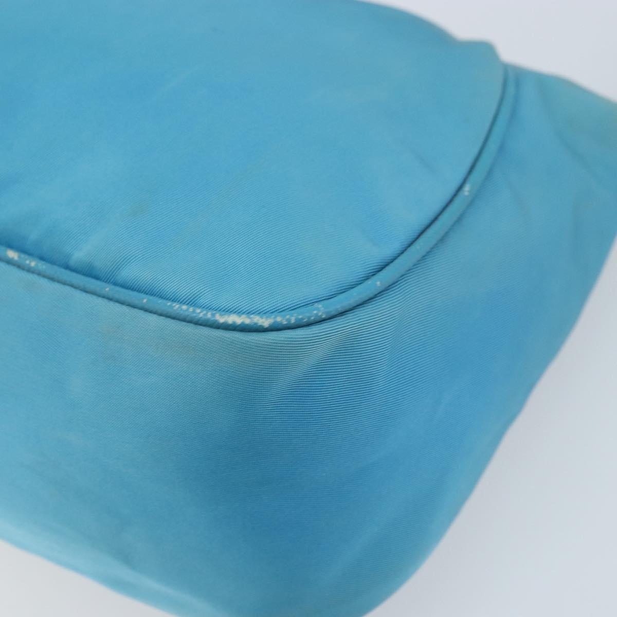 PRADA Shoulder Bag Nylon Light Blue Silver Auth LNZ298