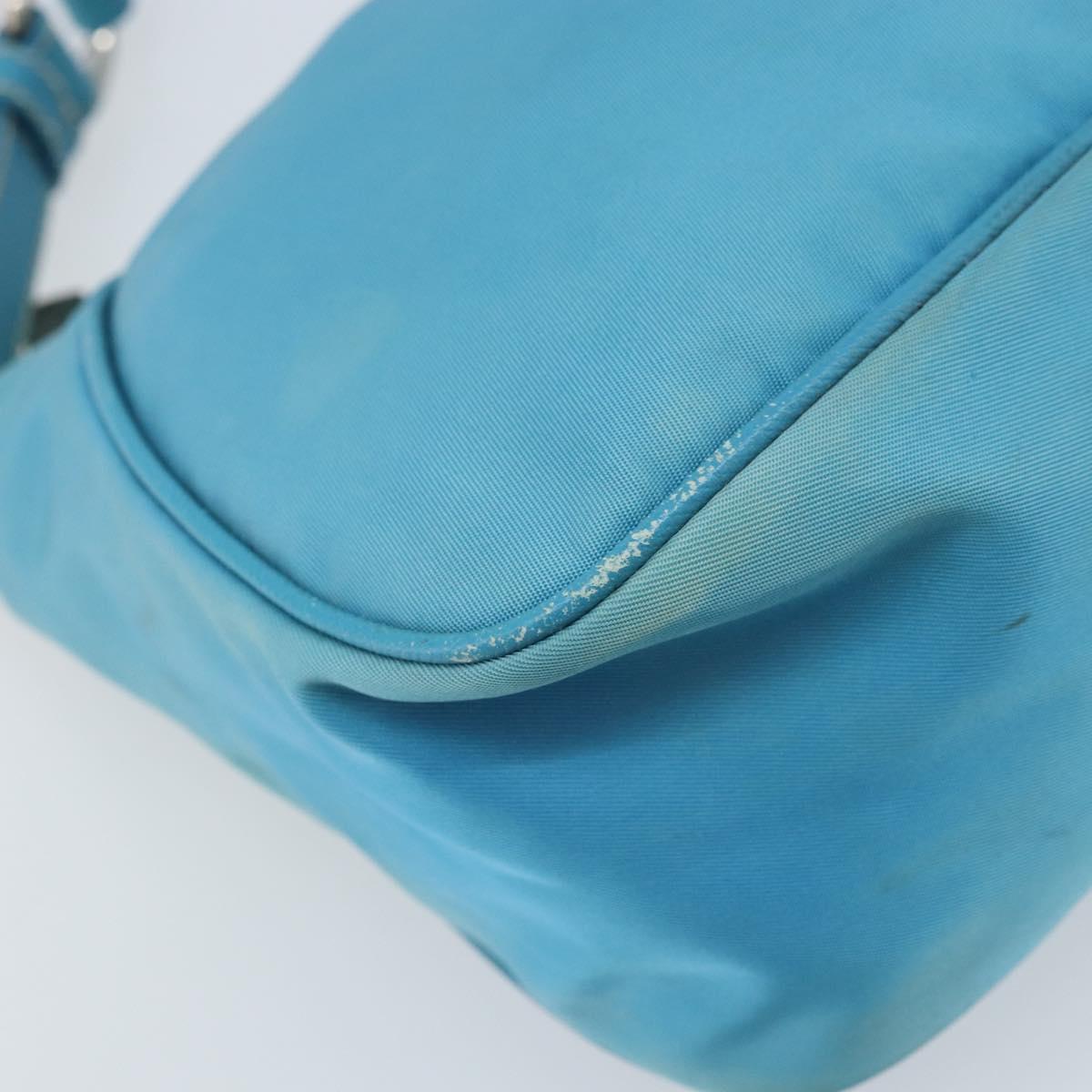 PRADA Shoulder Bag Nylon Light Blue Silver Auth LNZ298