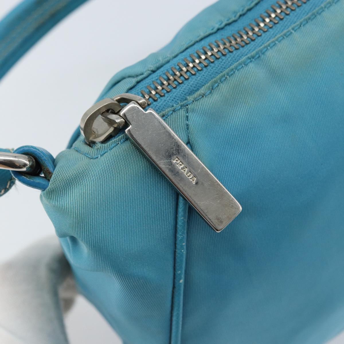 PRADA Shoulder Bag Nylon Light Blue Silver Auth LNZ298